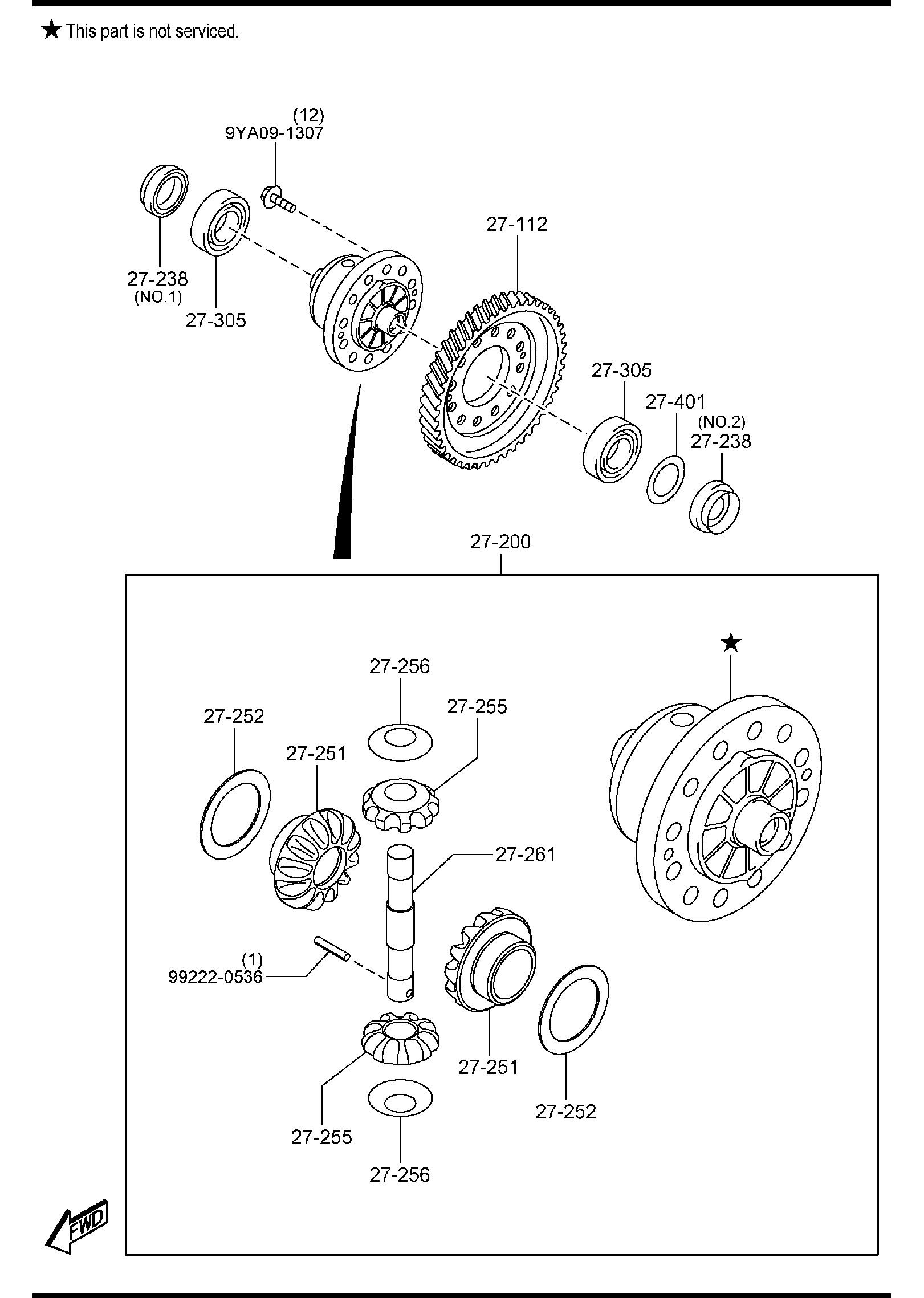 Diagram FRONT DIFFERENTIALS (MANUAL TRANSMISSION) for your Mazda