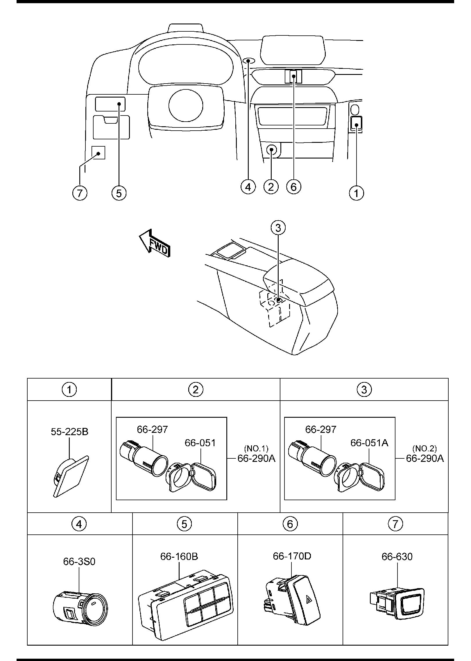 Diagram DASHBOARD SWITCHES for your Mazda