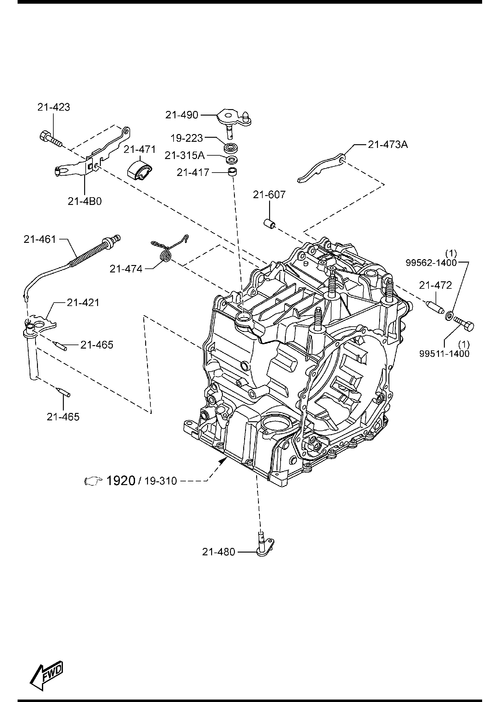Full size assembly image of AUTOMATIC TRANSMISSION MANUAL LINKAGE SYSTEM (1/1)