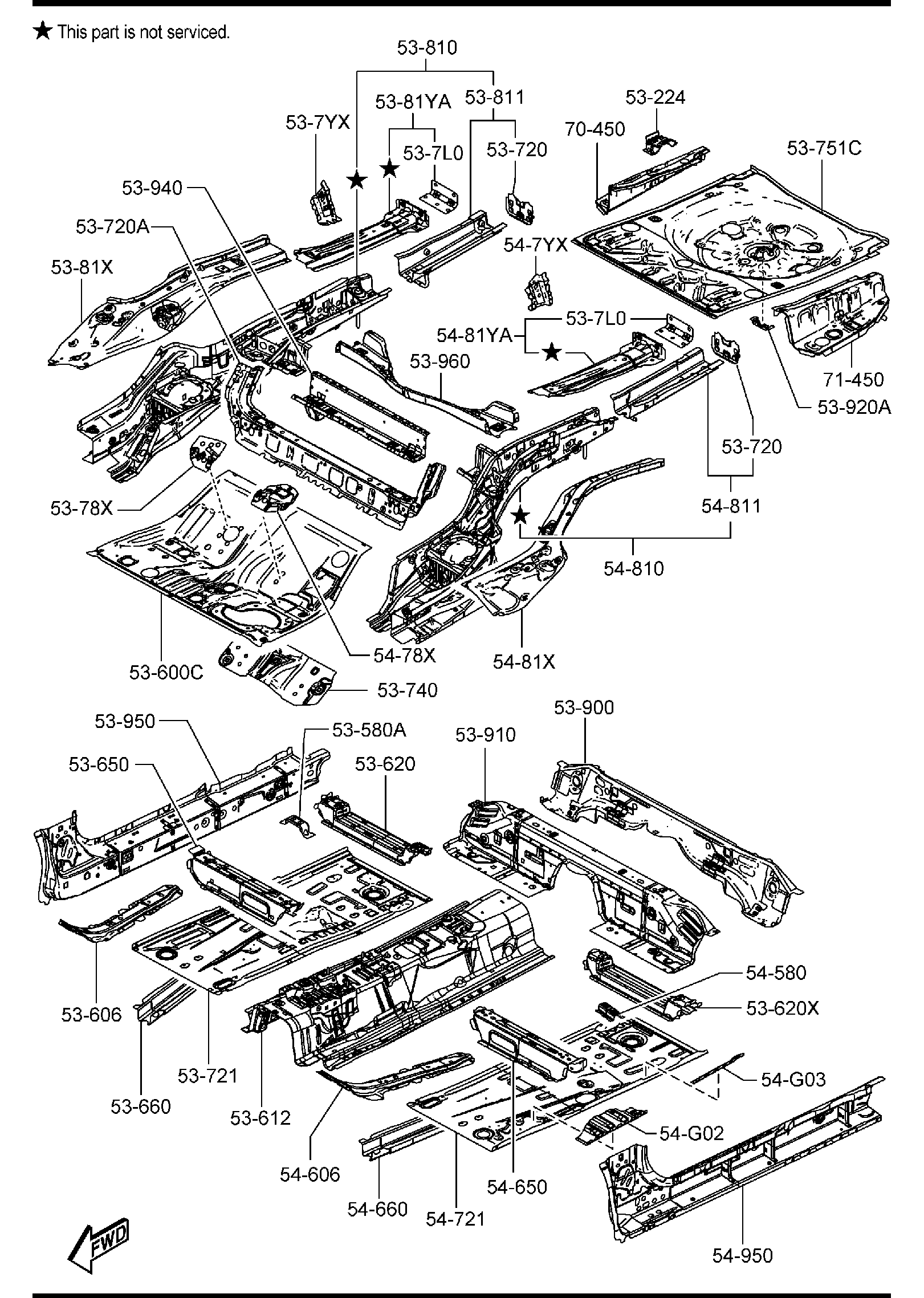 Diagram FLOOR PANELS for your Mazda