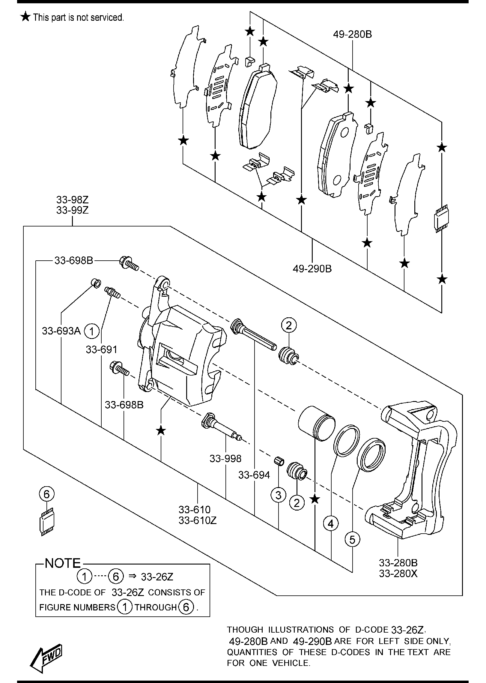 Diagram FRONT BRAKE MECHANISMS for your Mazda