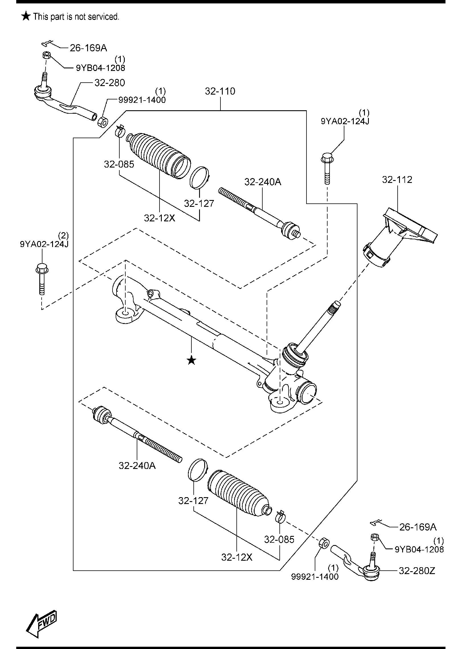 Diagram STEERING GEAR for your Mazda