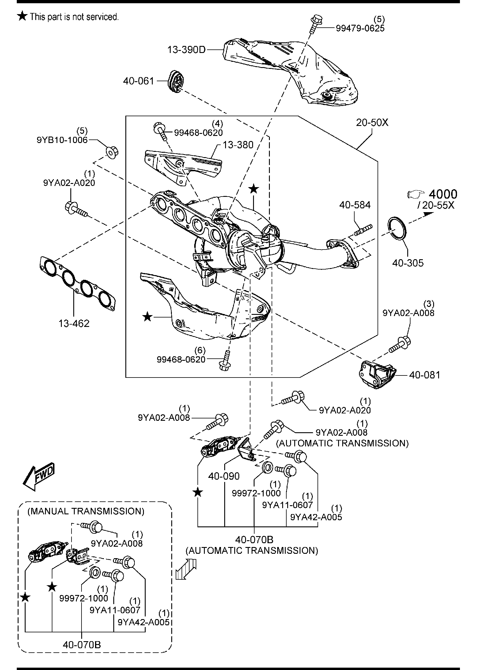 Diagram EXHAUST MANIFOLD (W/O TURBO)(W/O CYLINDER DEACTIVATION) for your 2015 Mazda CX-5   