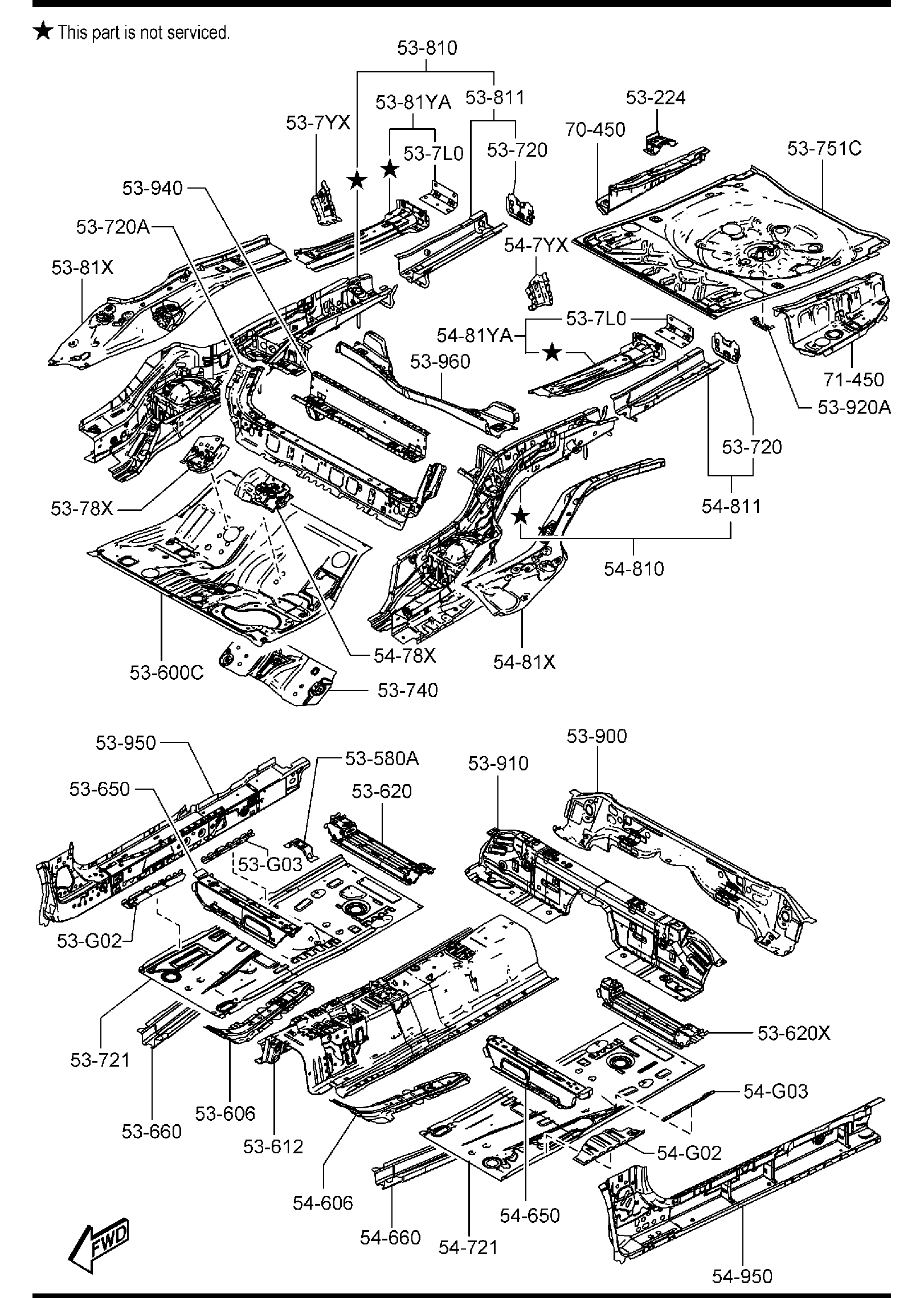 Diagram FLOOR PANELS for your Mazda