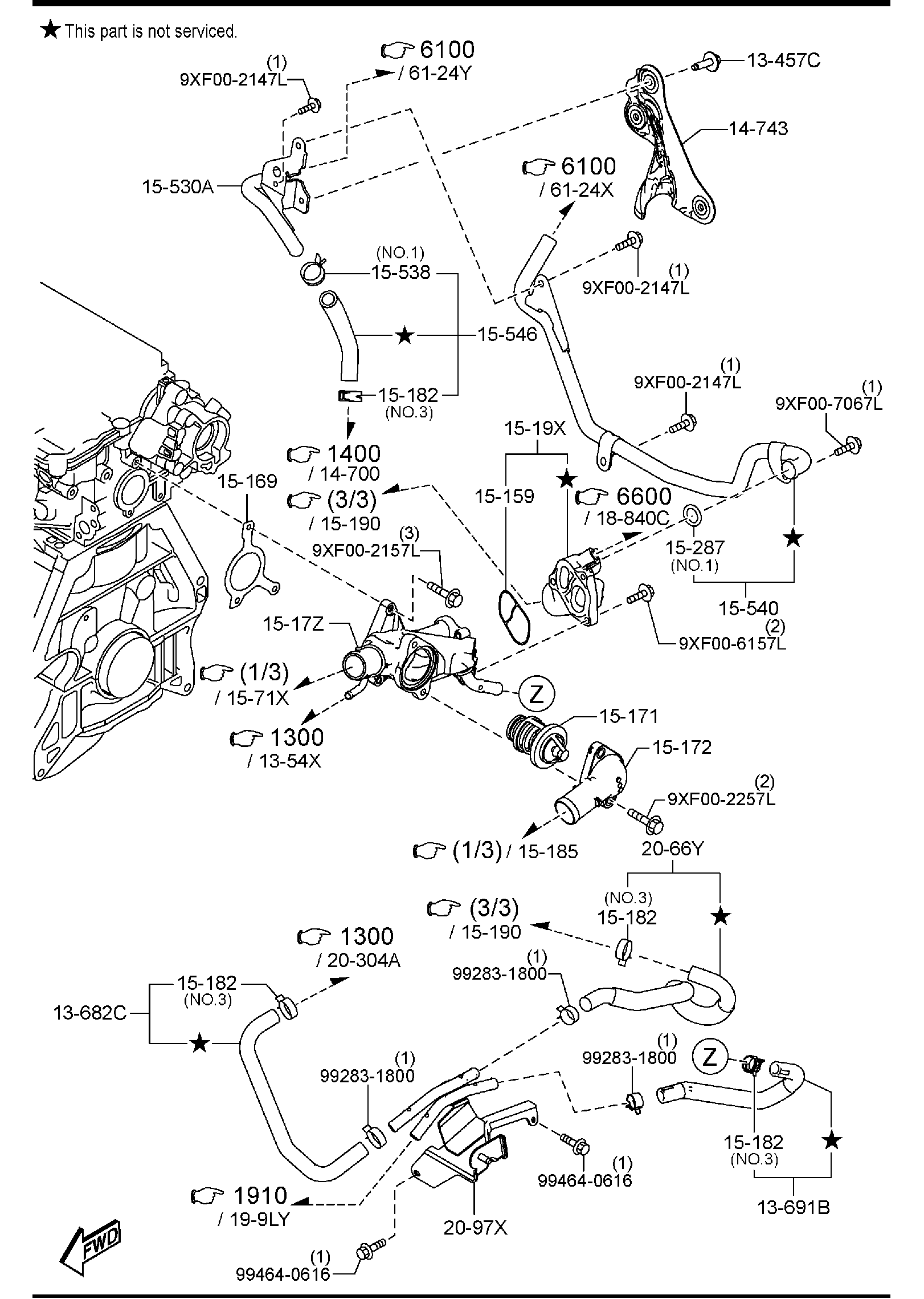 Diagram COOLING SYSTEM (W/TURBO) for your Mazda RX-8  