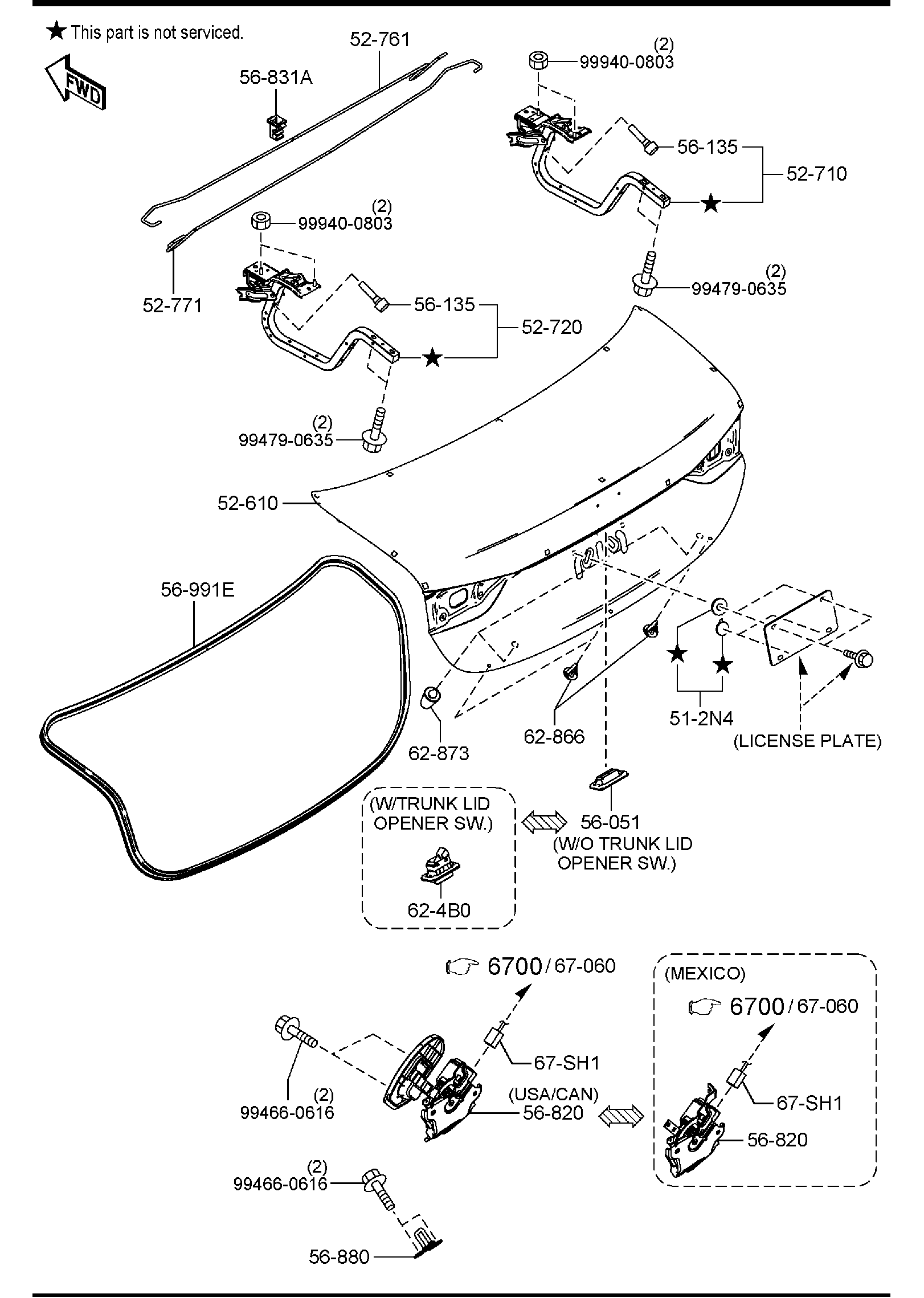 Diagram TRUNK LID for your Mazda