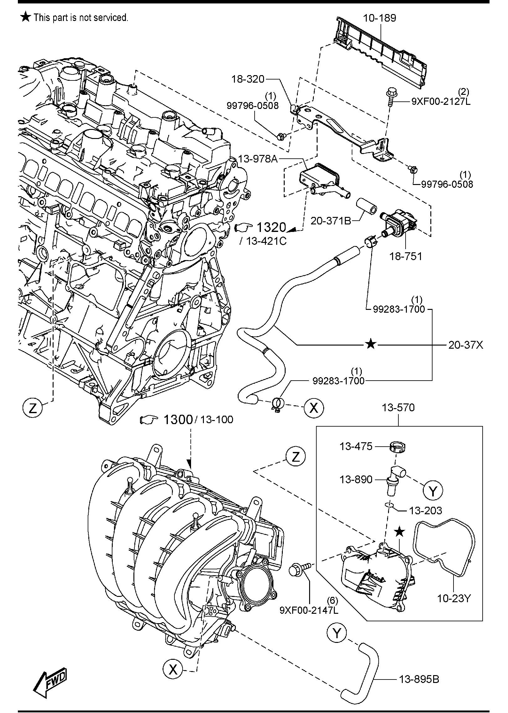 Diagram EMISSION CONTROL SYSTEM (INLET SIDE) (GASOLINE)(W/O TURBO)(W/CYLINDER DEACTIVATION) for your Mazda