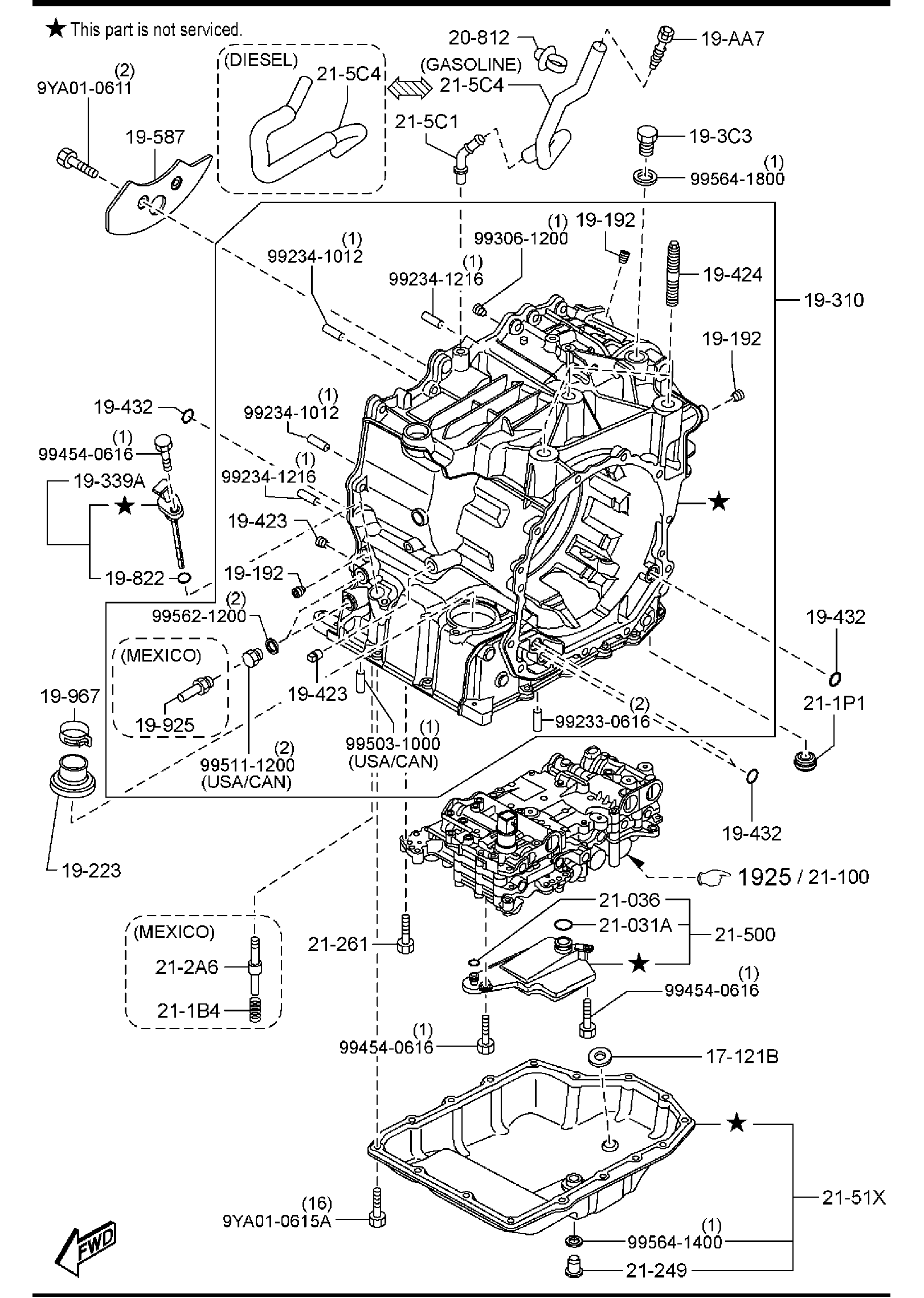 Diagram AUTOMATIC TRANSMISSION CASE & MAIN CONTROL SYSTEM (W/TURBO) for your 2001 Mazda Tribute   
