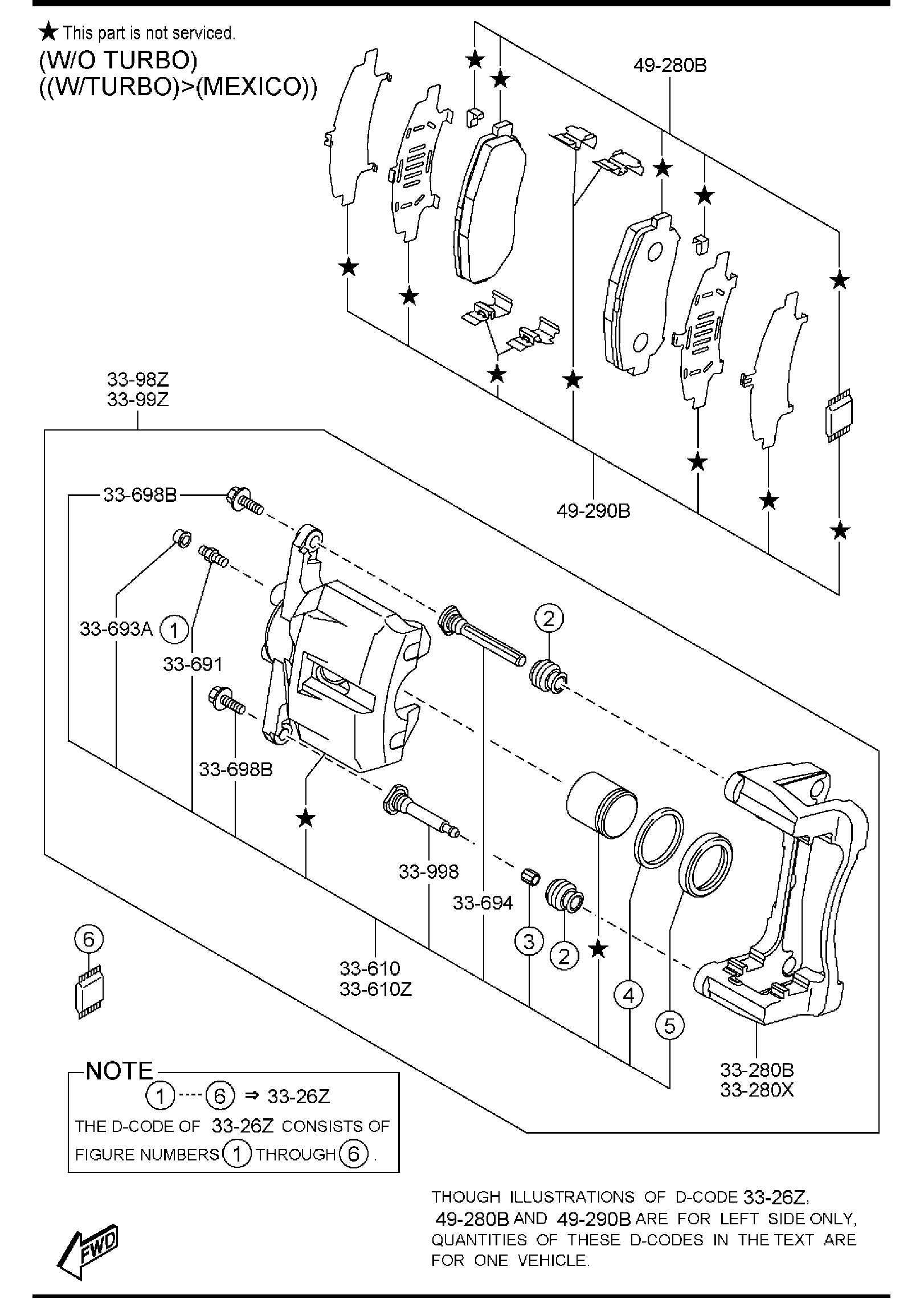 Diagram FRONT BRAKE MECHANISMS for your Mazda