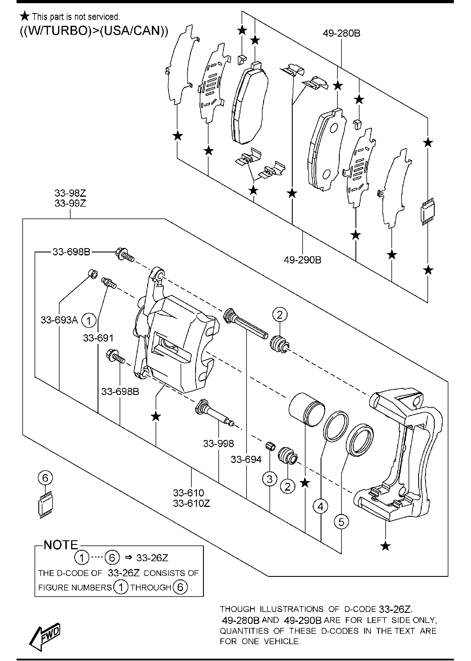 Diagram FRONT BRAKE MECHANISMS for your Mazda