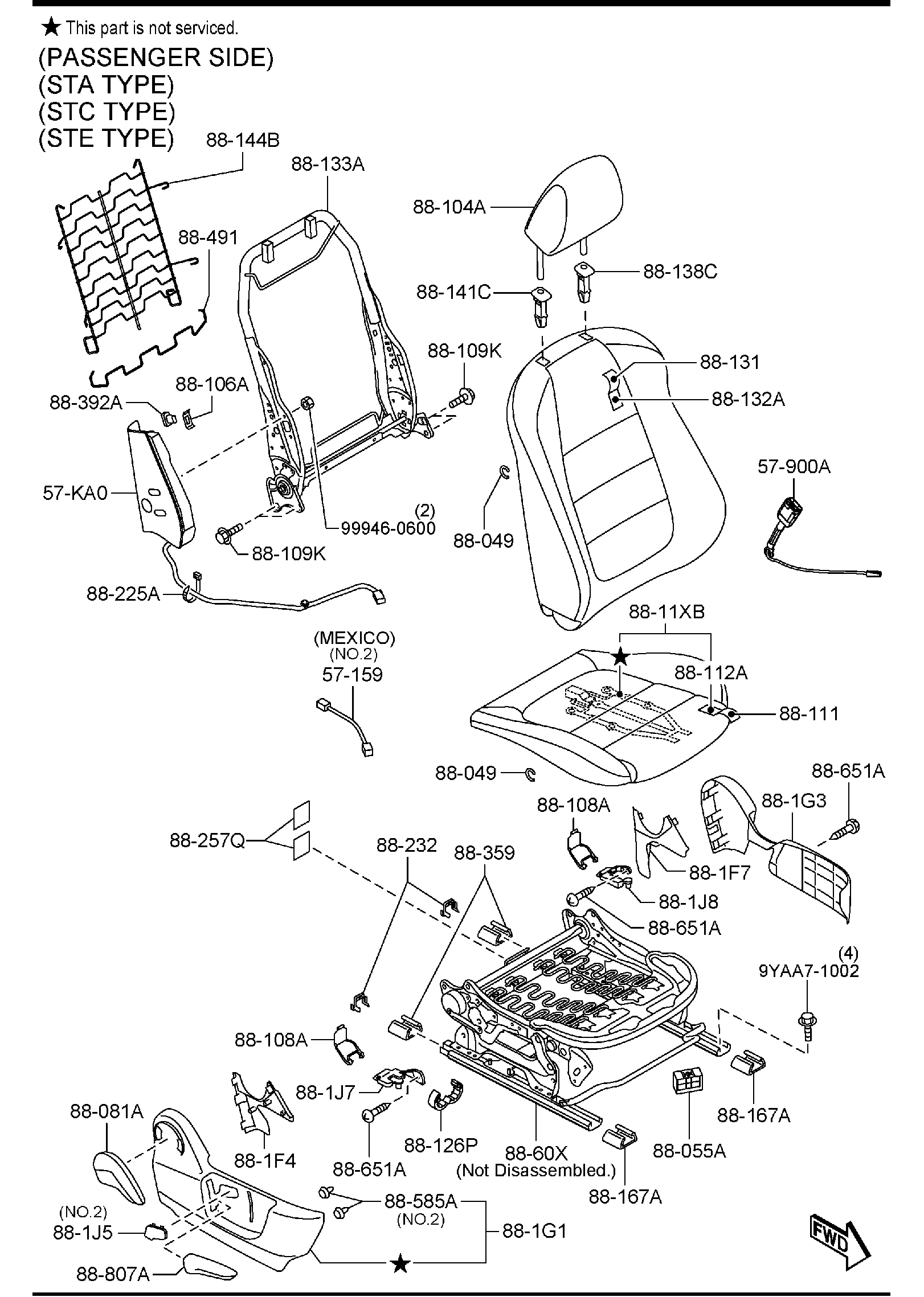 Diagram FRONT SEATS ('16 MODEL) for your 2013 Mazda Mazda5   