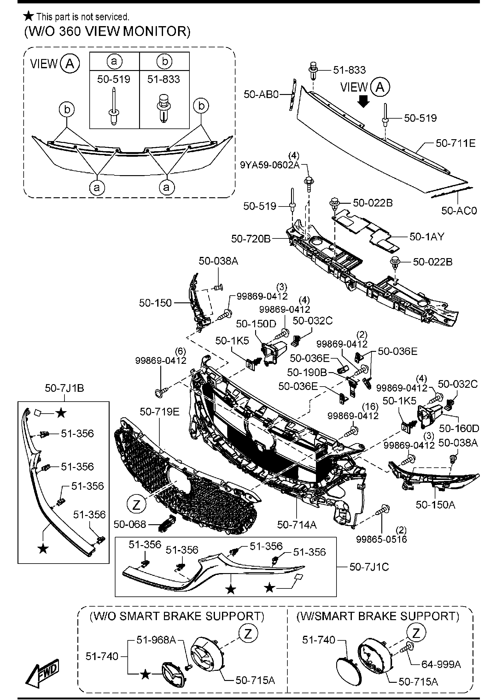 Diagram RADIATOR GRILLE for your Mazda