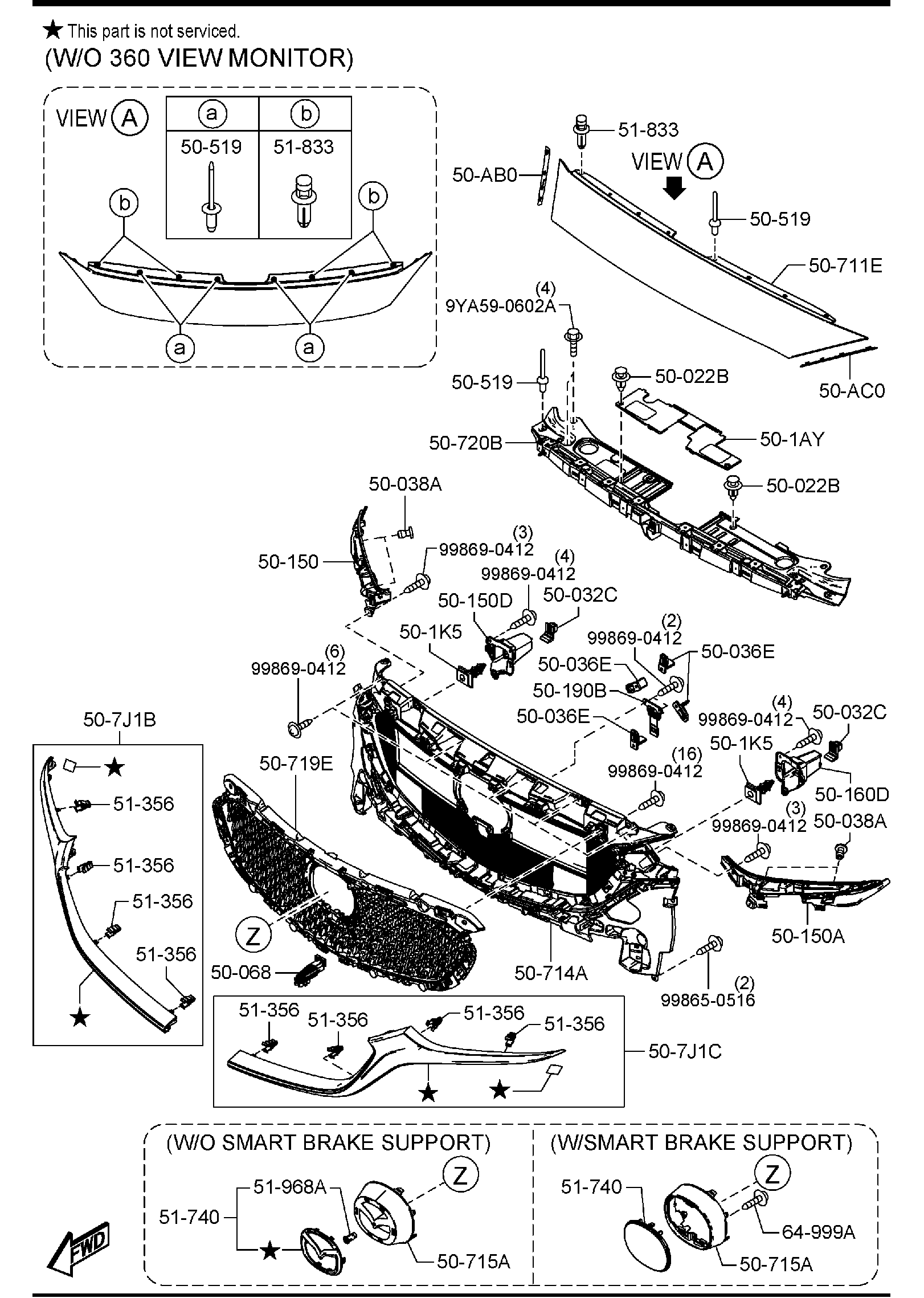 Diagram RADIATOR GRILLE for your Mazda