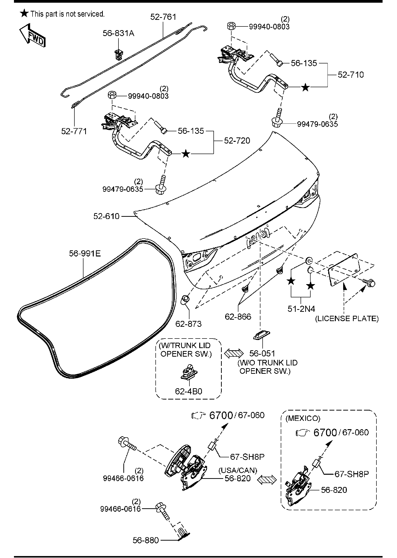 Diagram TRUNK LID for your Mazda