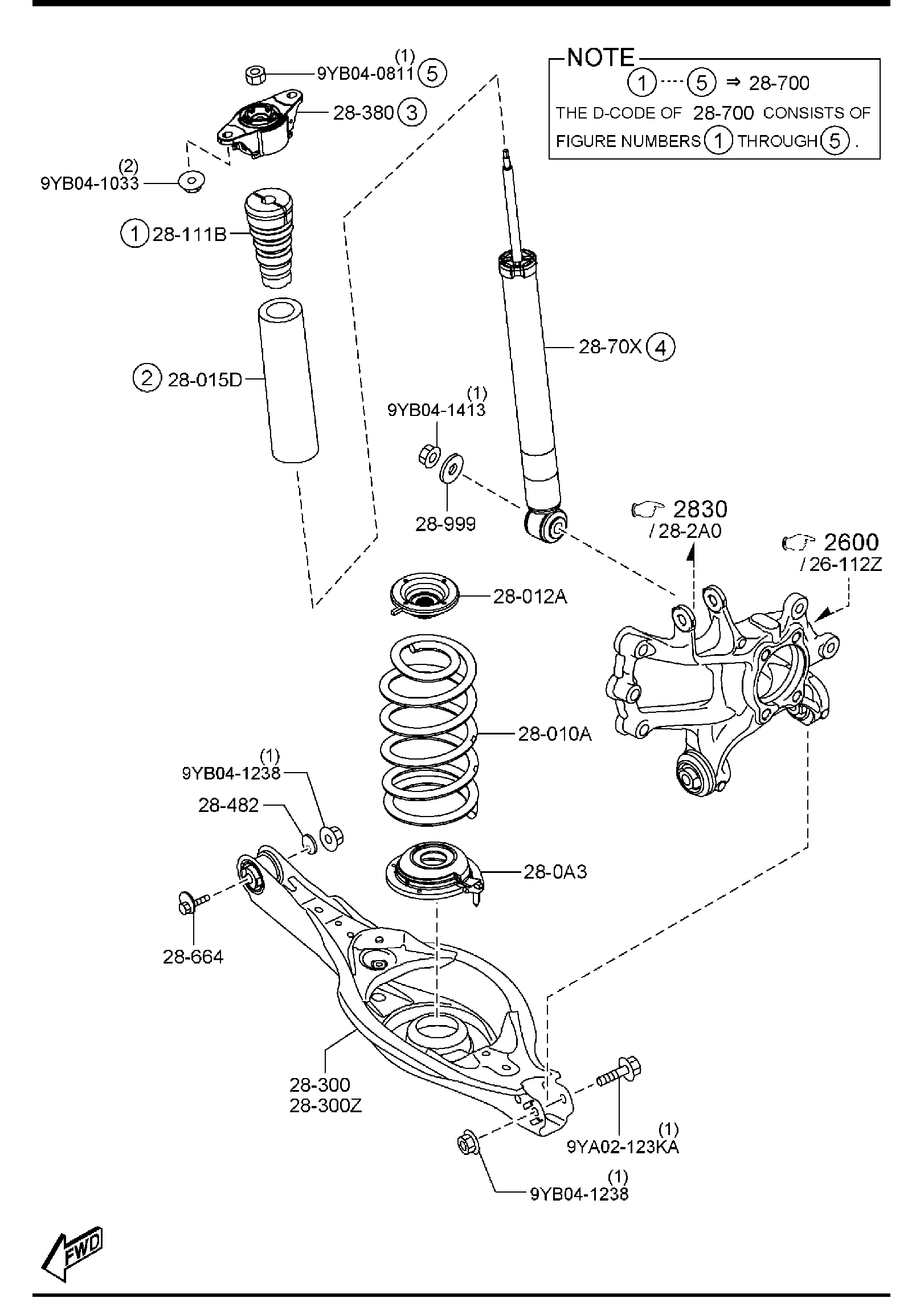 Diagram REAR SUSPENSION MECHANISMS (4WD) for your 2016 Mazda Mazda3  HATCHBACK I (VIN Begins: JM1) 