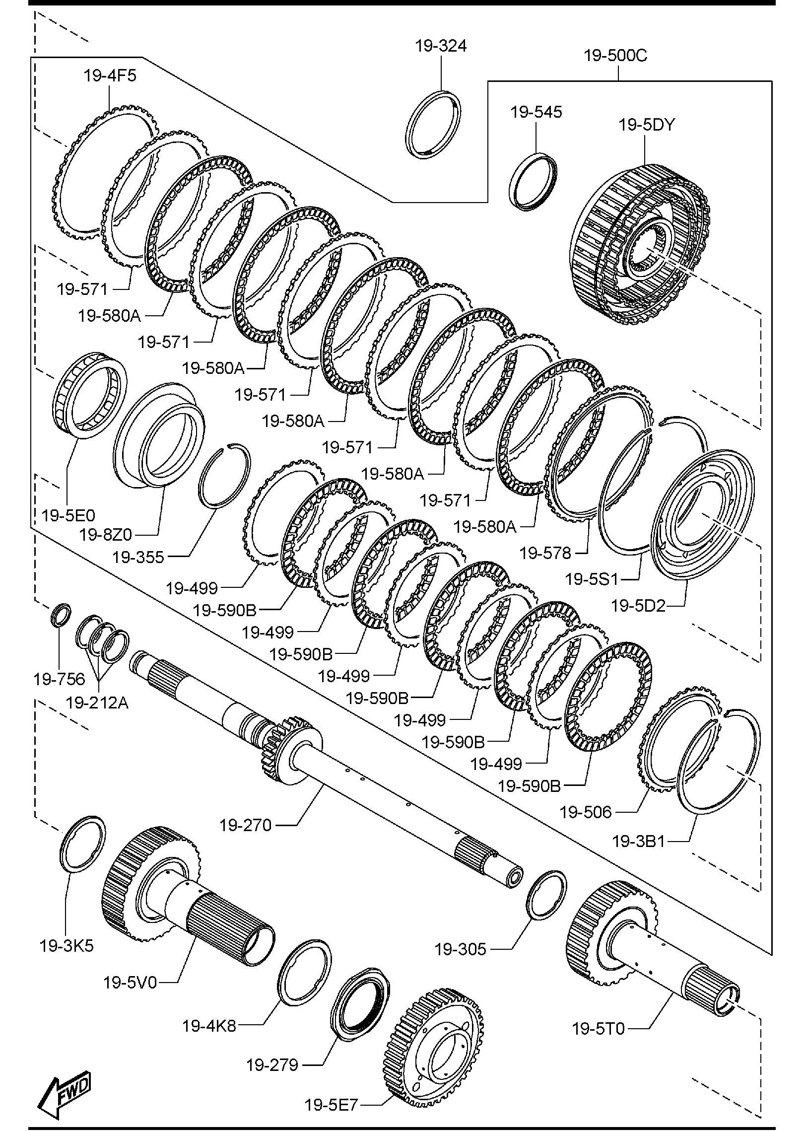 Diagram AUTOMATIC TRANSMISSION GOVERNOR, LOW & REVERSE PISTON (4WD)(W/TURBO) for your 2002 Mazda B3000   