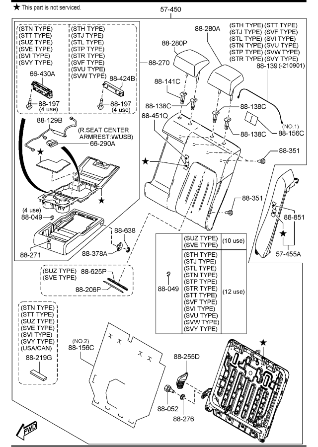 Diagram REAR SEATS for your 2011 Mazda MX-5 Miata   