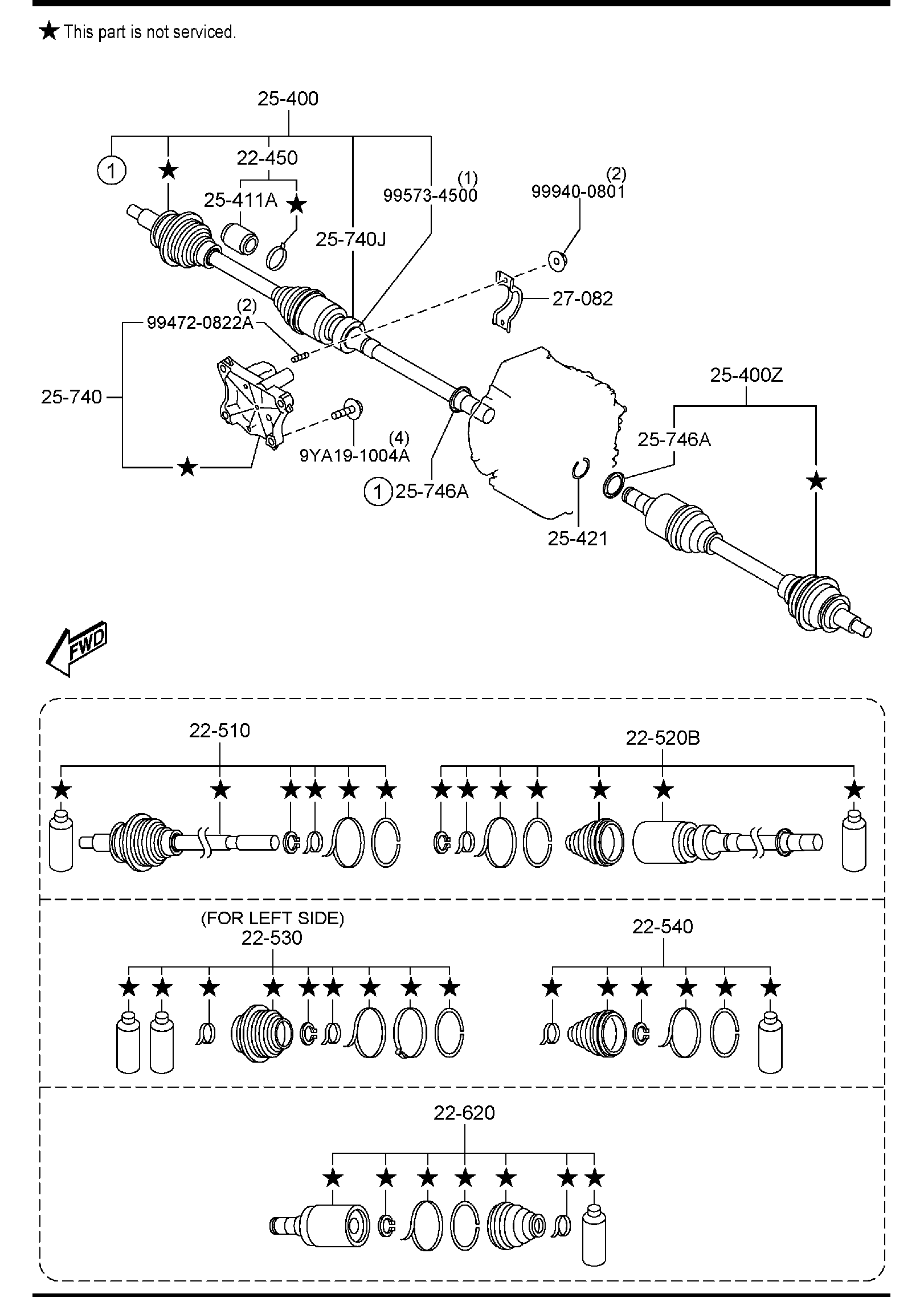 Diagram FRONT DRIVE SHAFTS (W/TURBO) for your 2005 Mazda MPV   