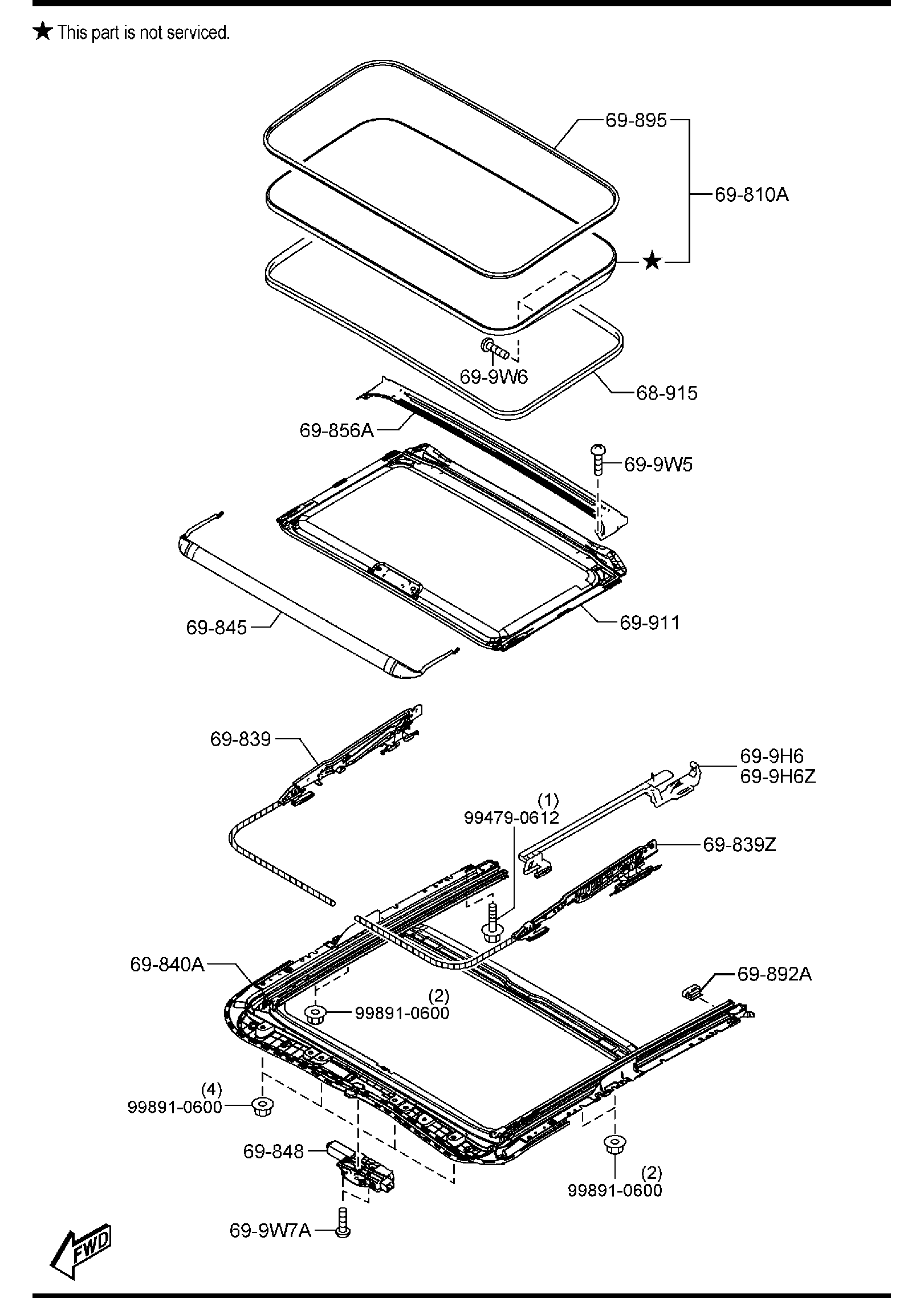 Diagram SUNROOF for your 2022 Mazda CX-30  Select 