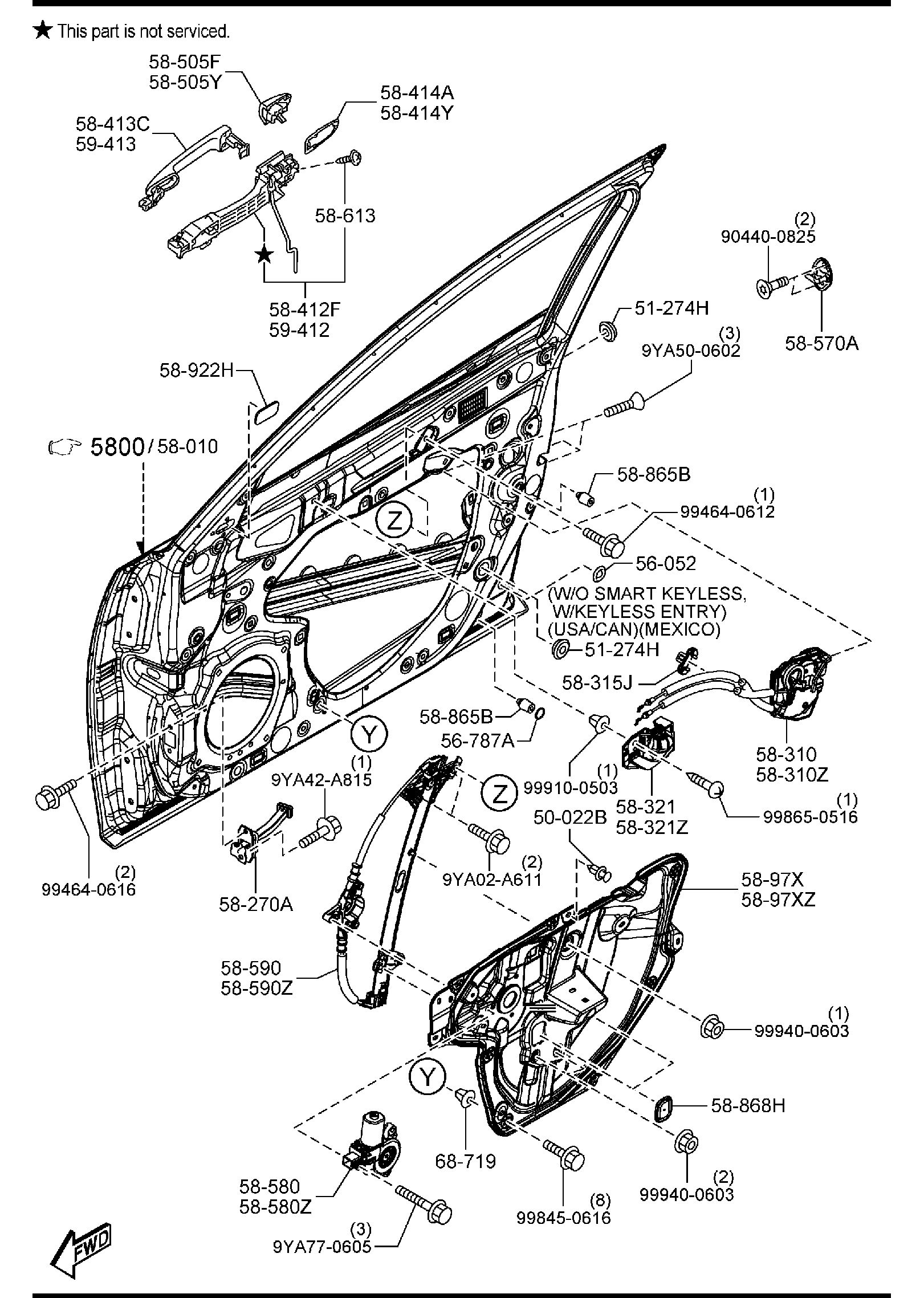 Diagram FRONT DOOR MECHANISMS for your 2009 Mazda Mazda5   