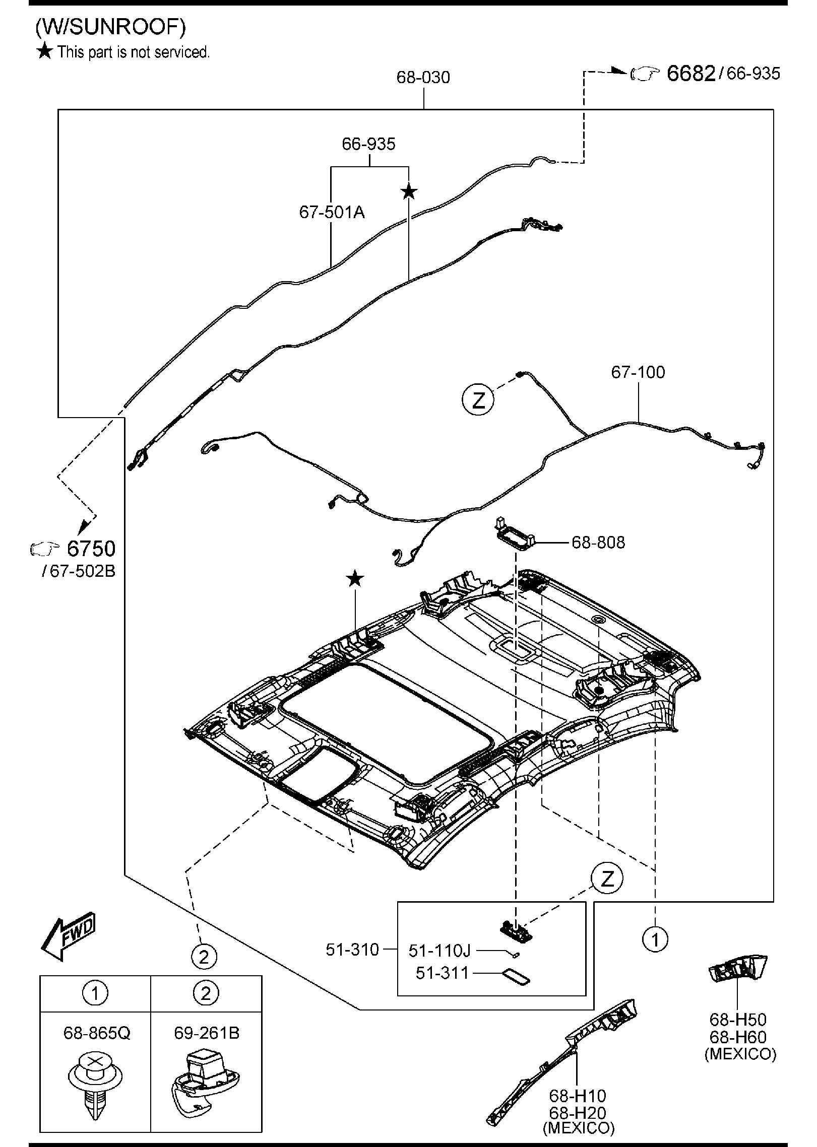 Diagram CEILING TRIMS (5-DOOR) for your 2014 Mazda Mazda5   