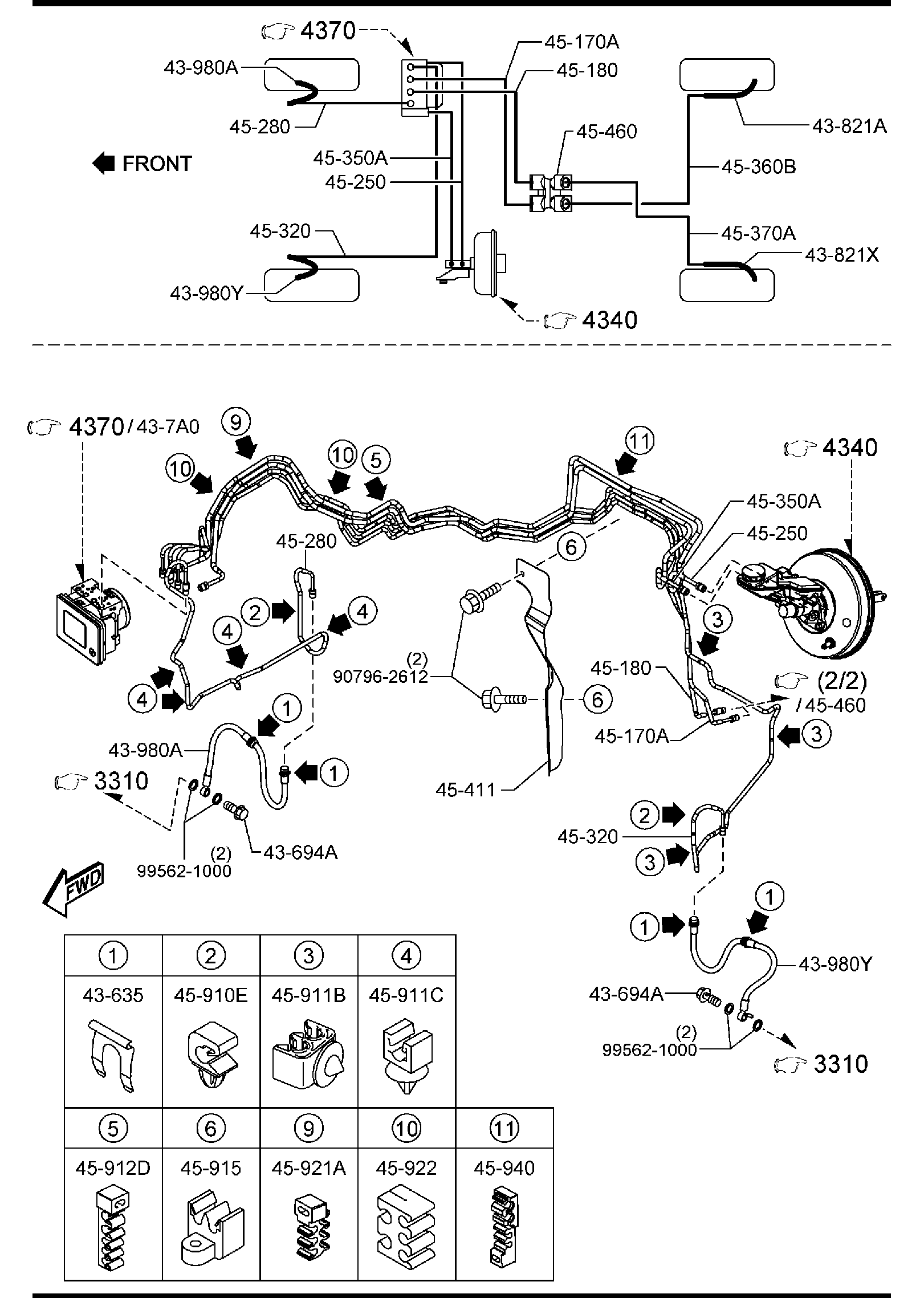 Diagram BRAKE PIPINGS for your Mazda