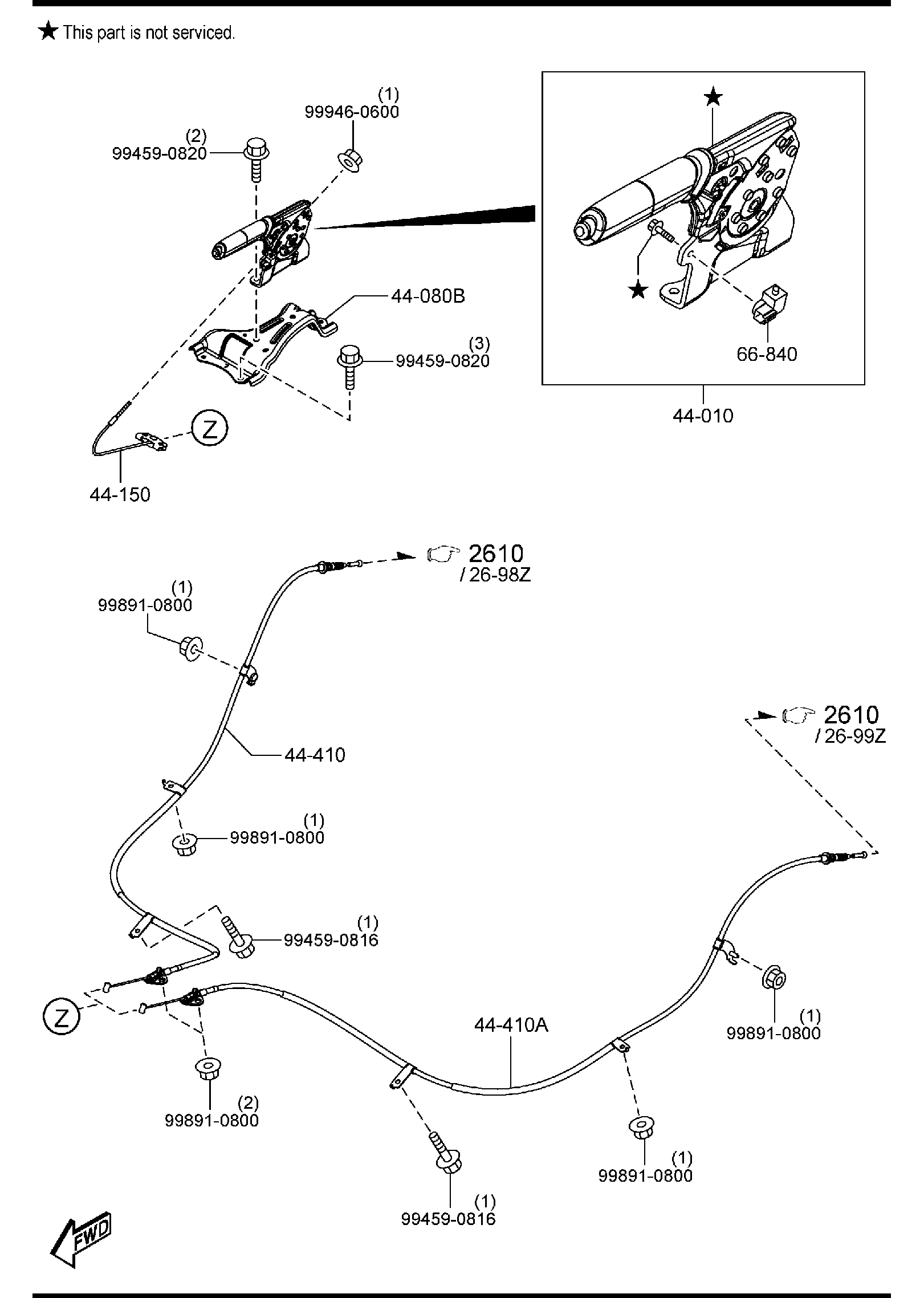 Diagram PARKING BRAKE SYSTEM (W/O ELECTRIC PARKING BRAKE) for your 2002 Mazda B4000 4.0L MT 4X4 CAB PLUS DS 