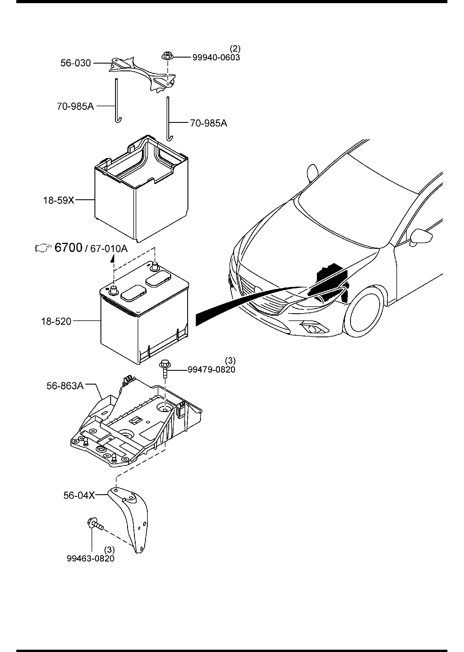 Diagram BATTERY for your 2011 Mazda Mazda3 2.5L AT SEDAN SIGNATURE 