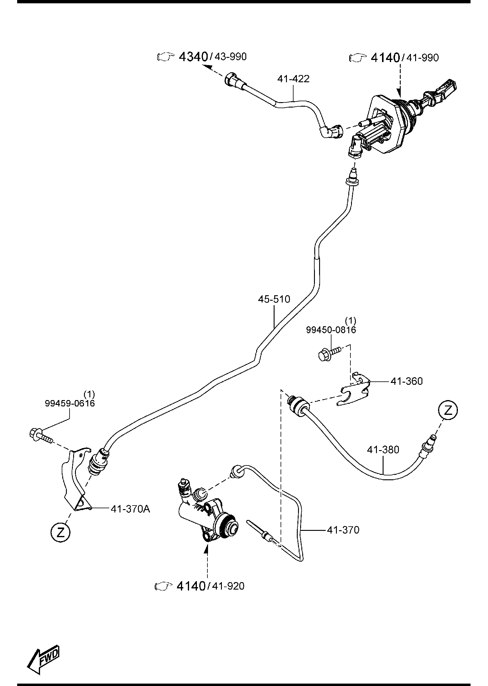Diagram CLUTCH PIPINGS (MANUAL TRANSMISSION) for your Mazda Mazda3  