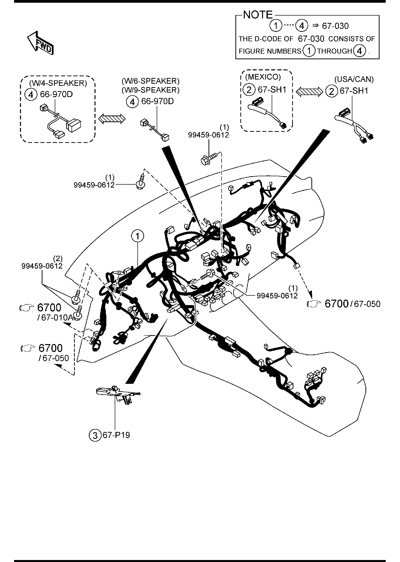 Diagram DASHBOARD WIRING HARNESSES for your Mazda