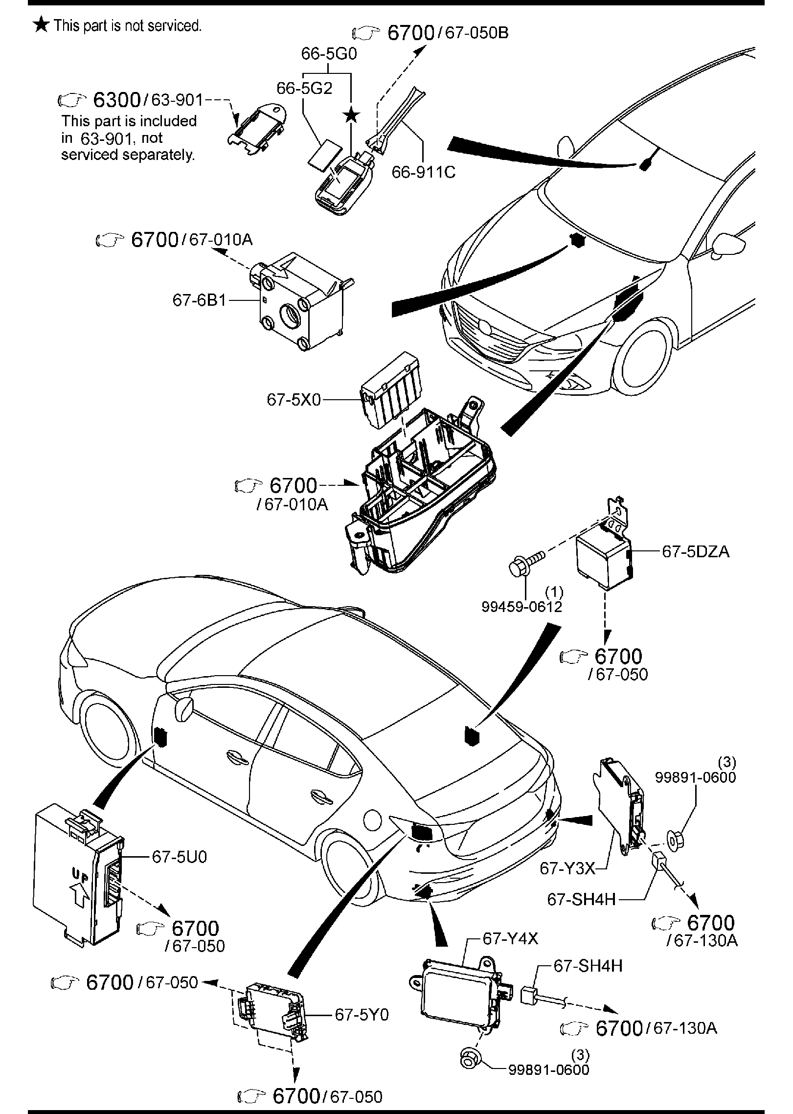 Diagram BODY RELAYS & UNIT (4-DOOR) for your Mazda