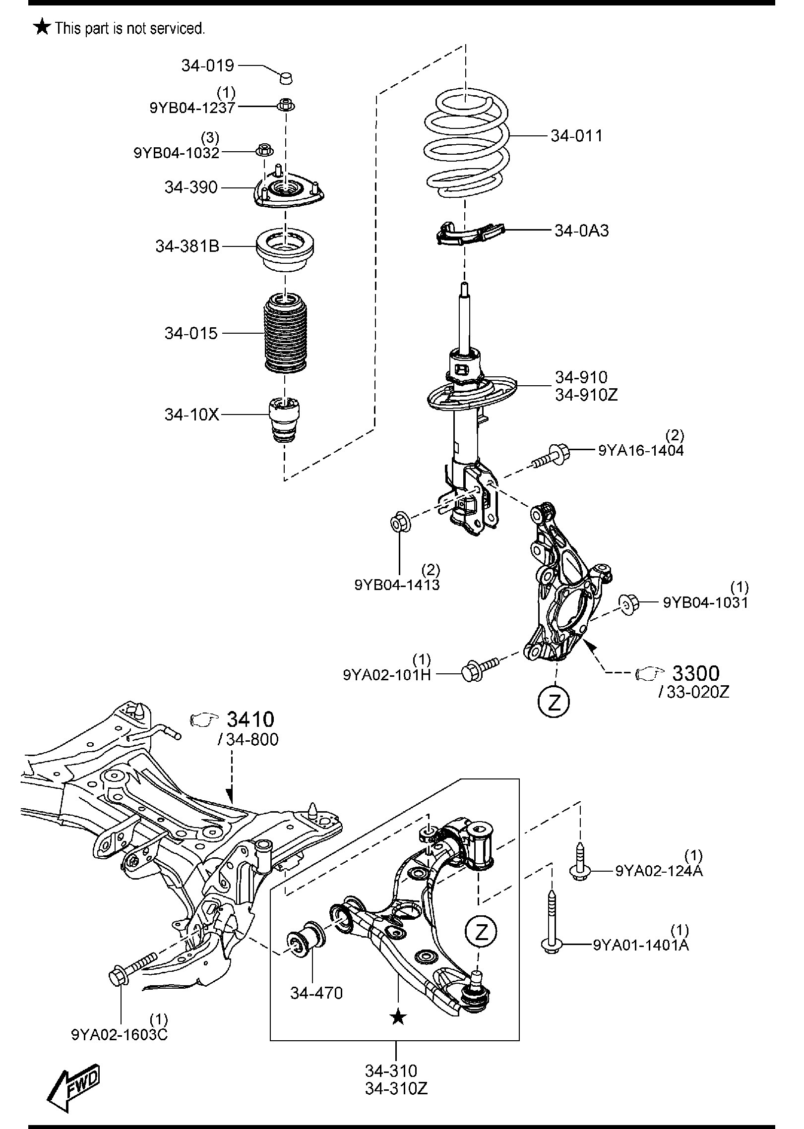 Diagram FRONT SUSPENSION MECHANISMS for your 2017 Mazda CX-5 2.5L AT 4WD Sport 