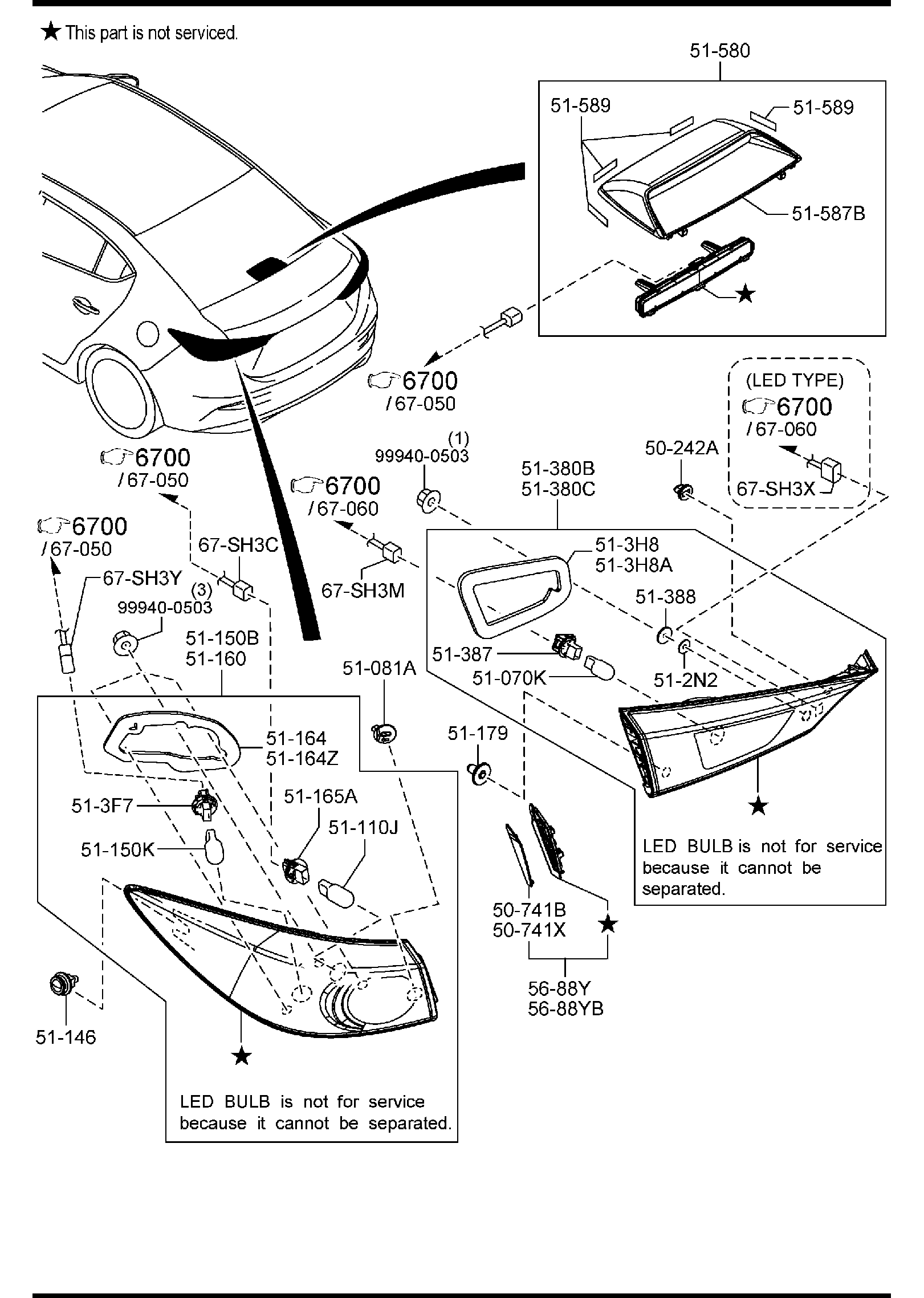 Diagram REAR COMBINATION LAMPS (4-DOOR) for your 2018 Mazda MX-5 Miata 2.0L AT RF Club 