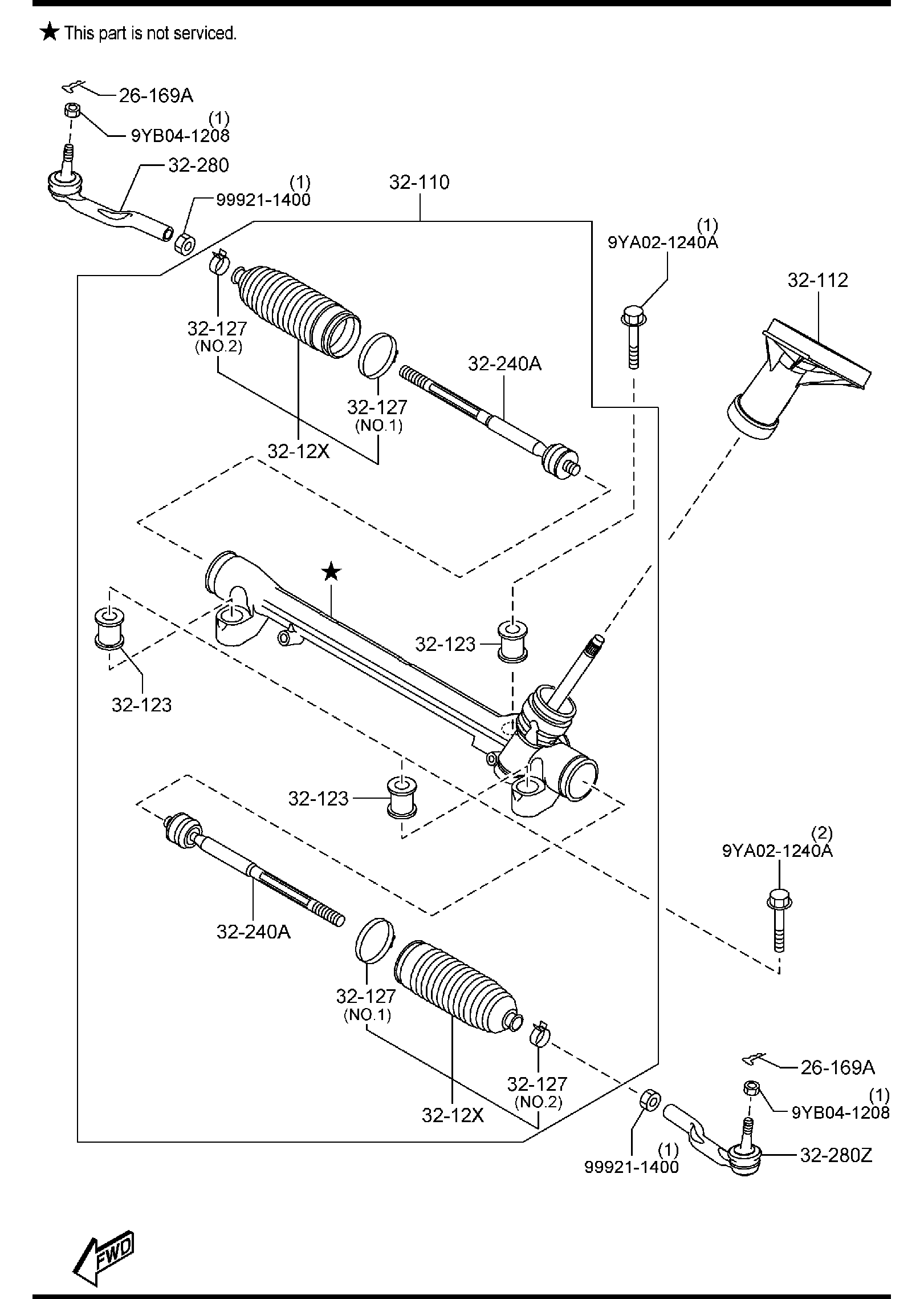 Diagram STEERING GEAR for your 2017 Mazda Mazda3 2.0L AT 2WD SEDAN SPORT (VIN Begins: 3MZ) 