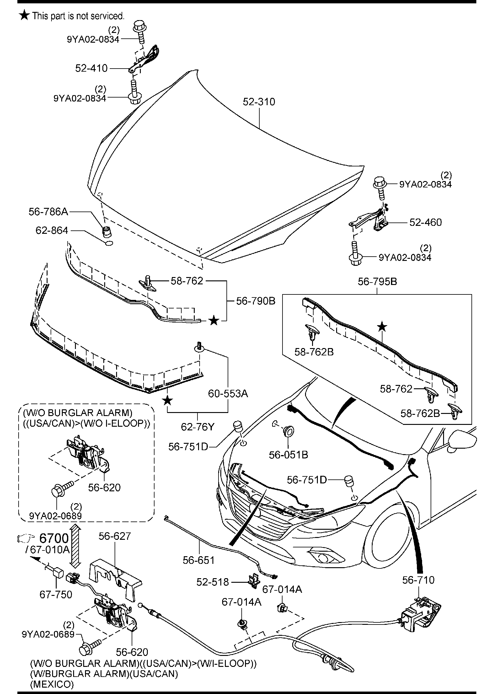 Diagram BONNET for your 2014 Mazda Mazda3  SEDAN STR 