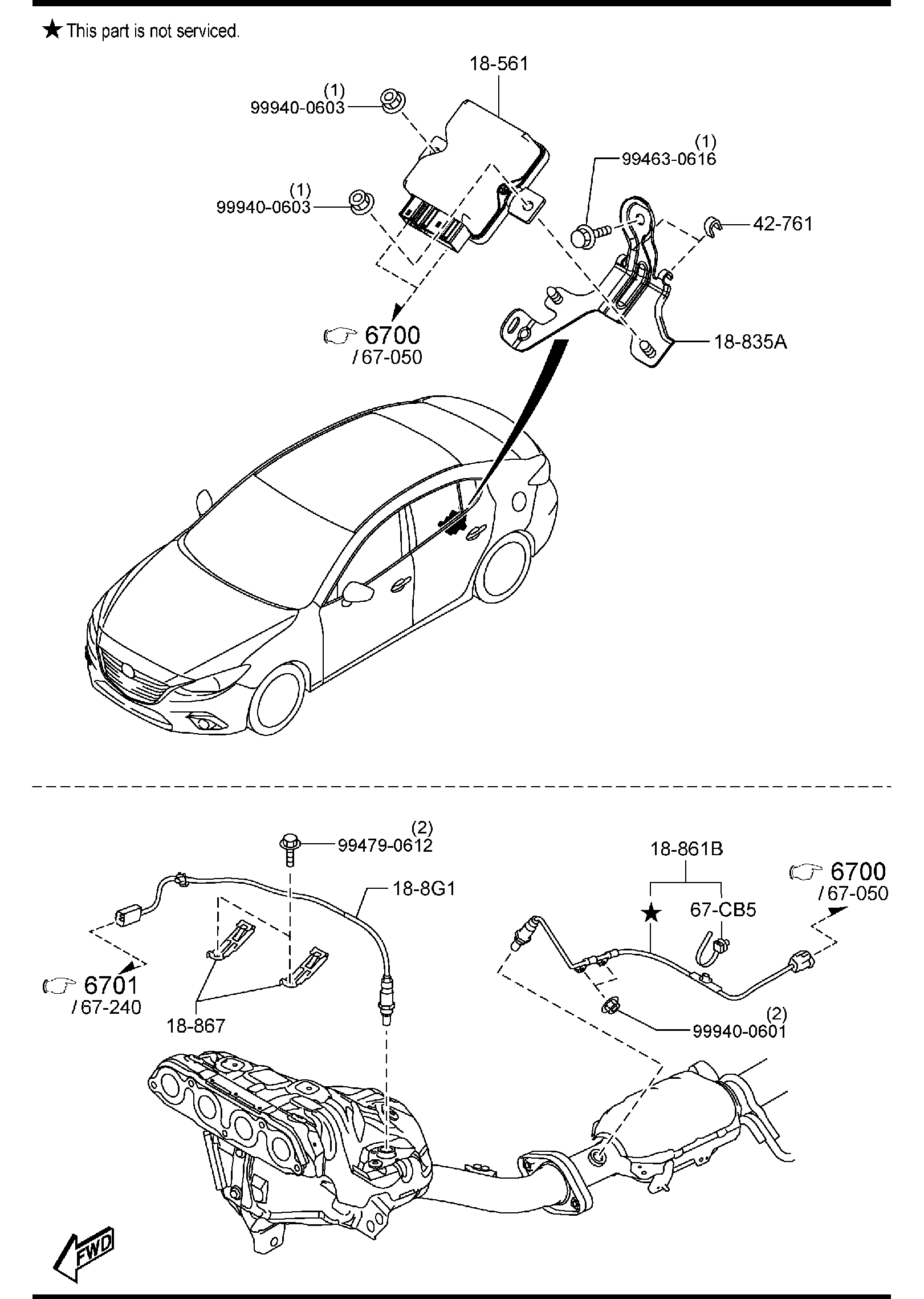 Diagram ENGINE SWITCHES & RELAYS (MANUAL TRANSMISSION) for your Mazda