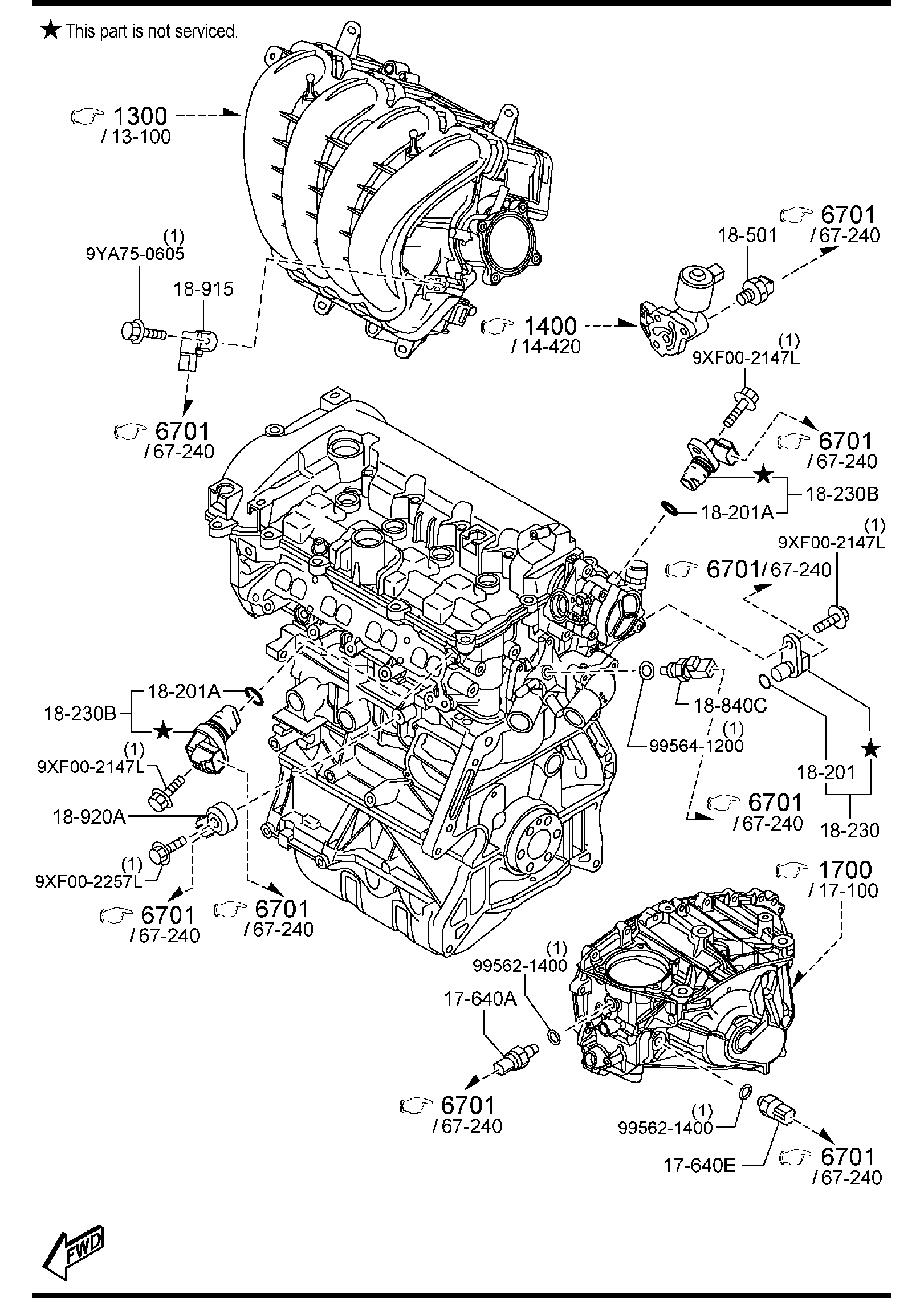 Diagram ENGINE SWITCHES & RELAYS (MANUAL TRANSMISSION) for your Mazda