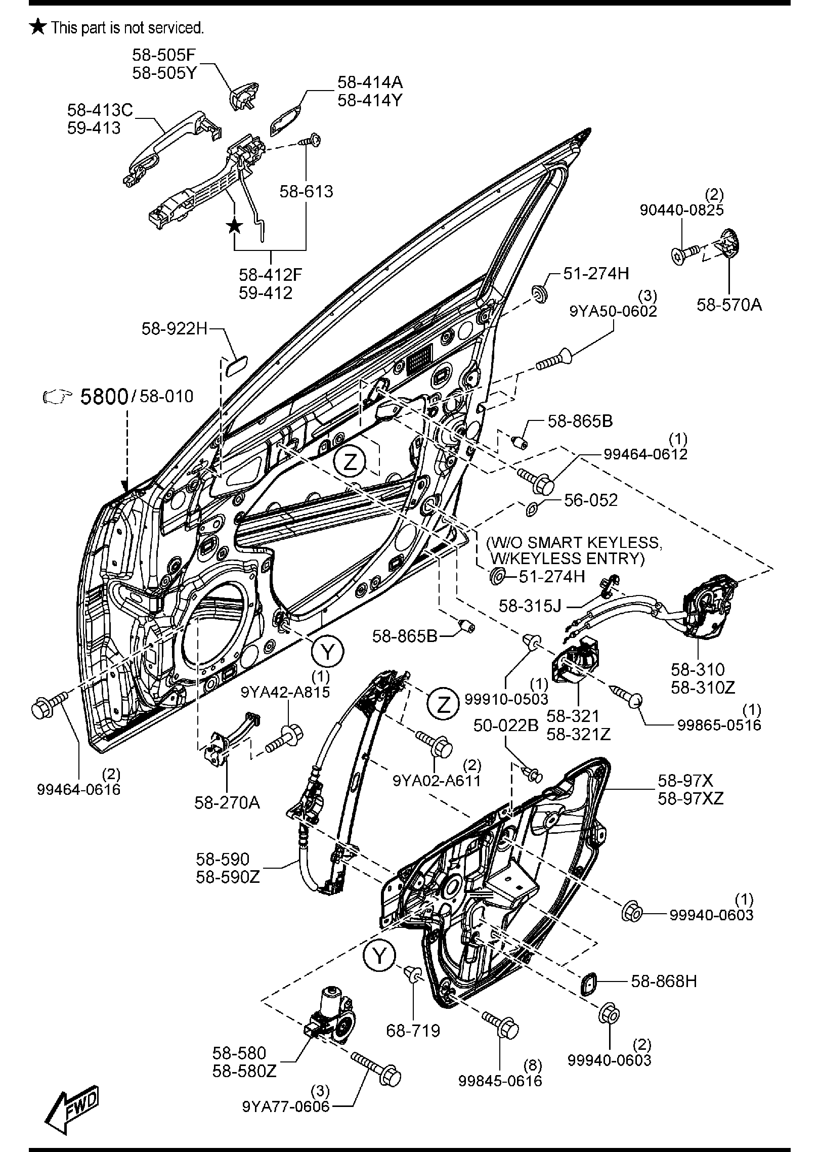 Diagram FRONT DOOR MECHANISMS for your 2009 Mazda Mazda5   