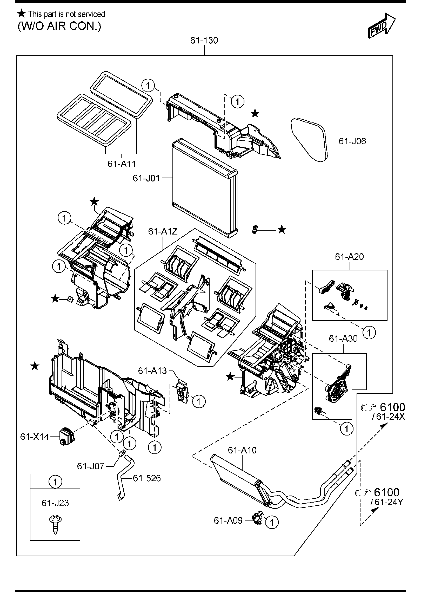 Diagram HEATER & COOLING UNIT for your Mazda