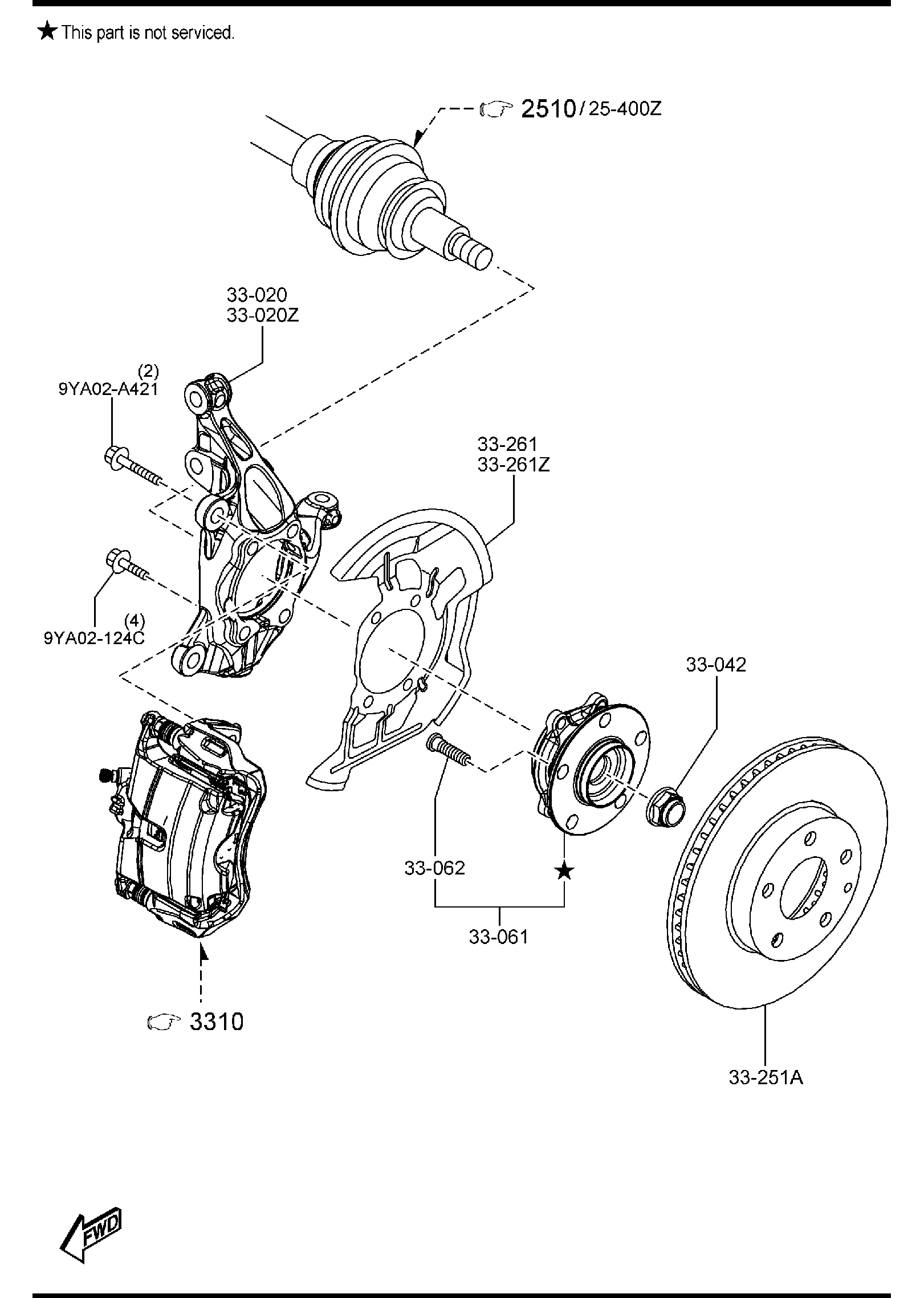 Diagram FRONT AXLE for your 2012 Mazda Mazda3  SEDAN IGT 