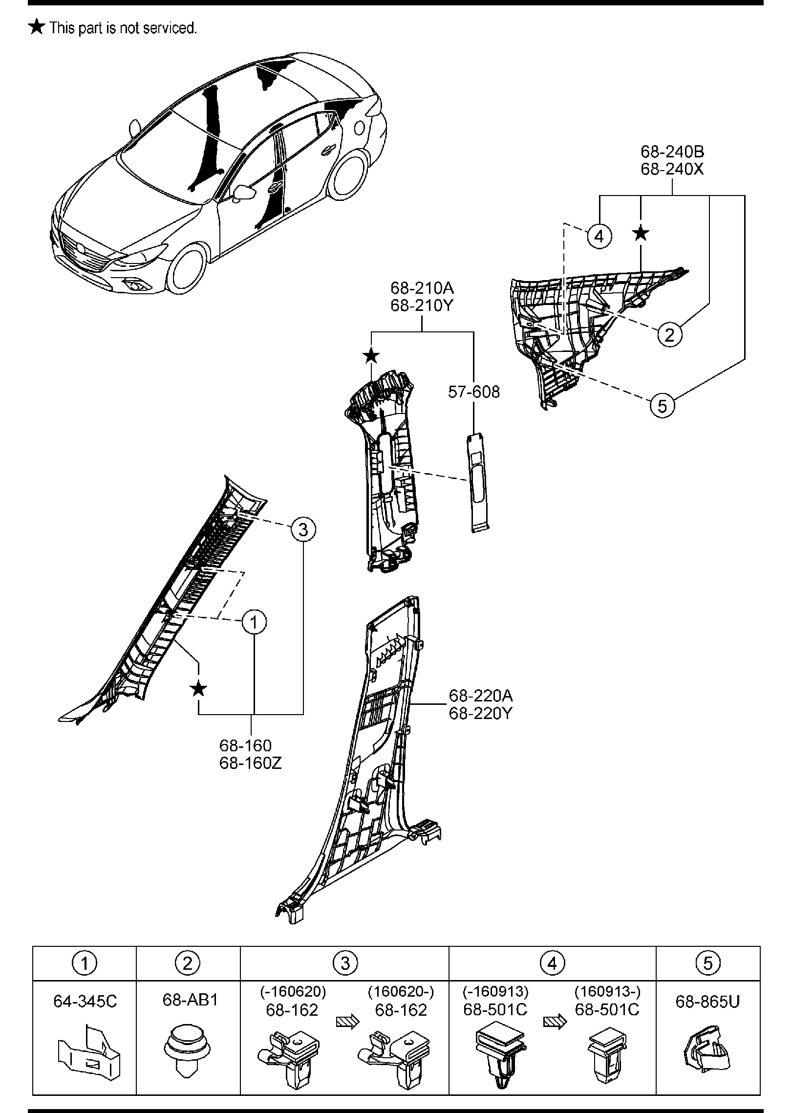 Diagram PILLAR TRIMS (4-DOOR) for your 2016 Mazda CX-5  Touring 