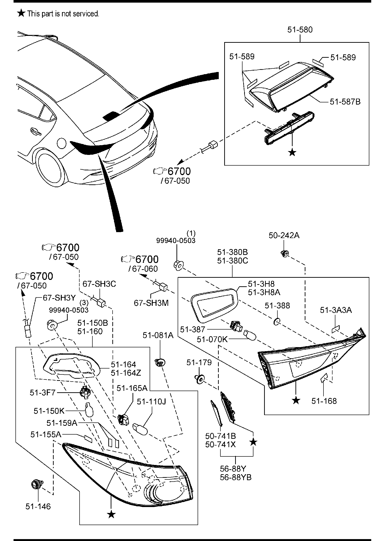 Diagram REAR COMBINATION LAMPS (4-DOOR) for your 2018 Mazda MX-5 Miata 2.0L AT RF Club 