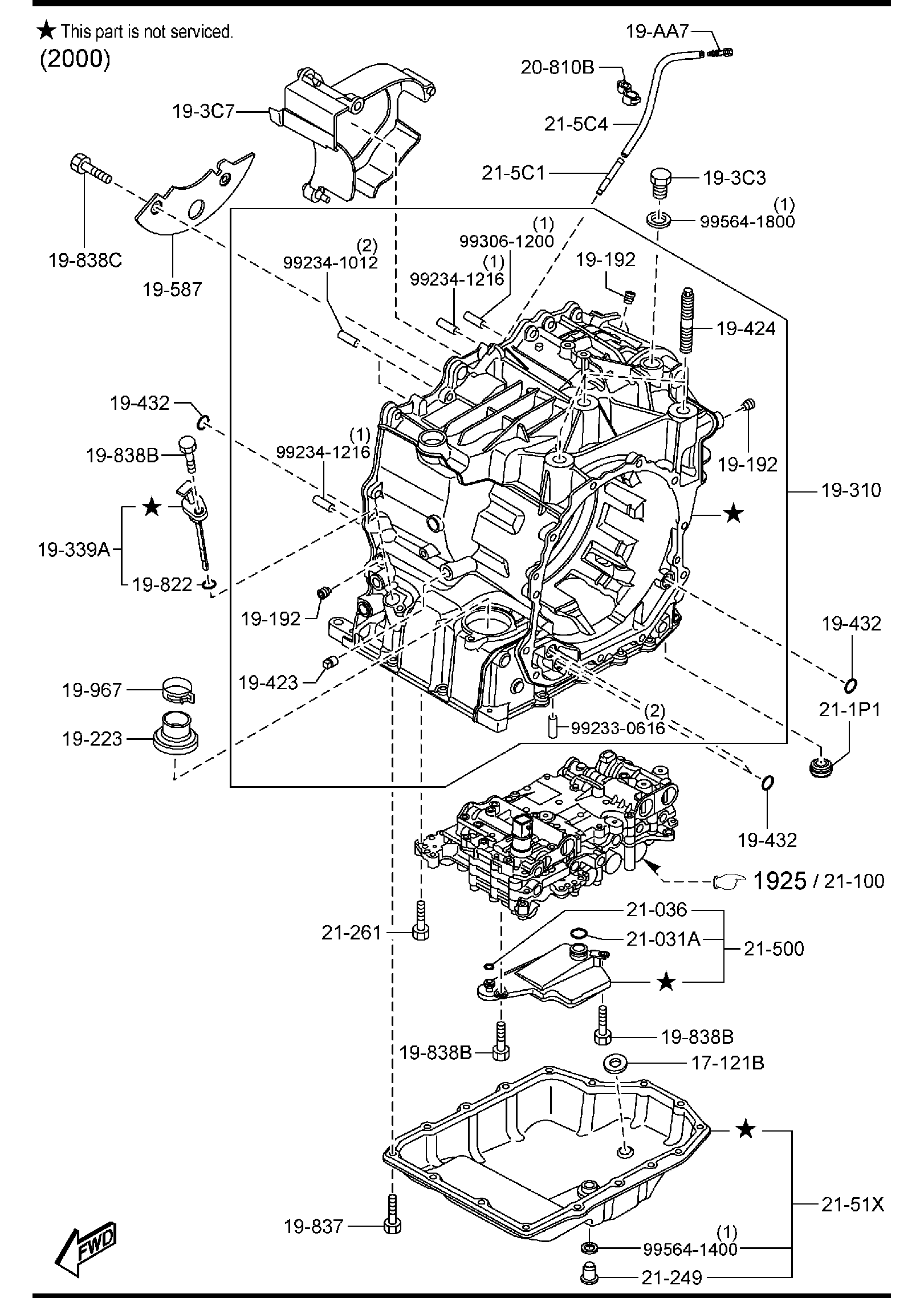 Diagram AUTOMATIC TRANSMISSION CASE & MAIN CONTROL SYSTEM (2000CC>MEXICO & 2500CC) for your 2018 Mazda Mazda3   