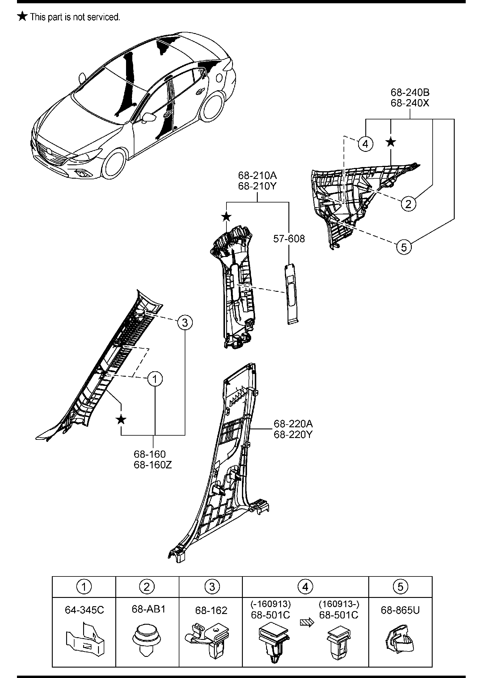 Diagram PILLAR TRIMS (4-DOOR) for your 2016 Mazda CX-5  Touring 