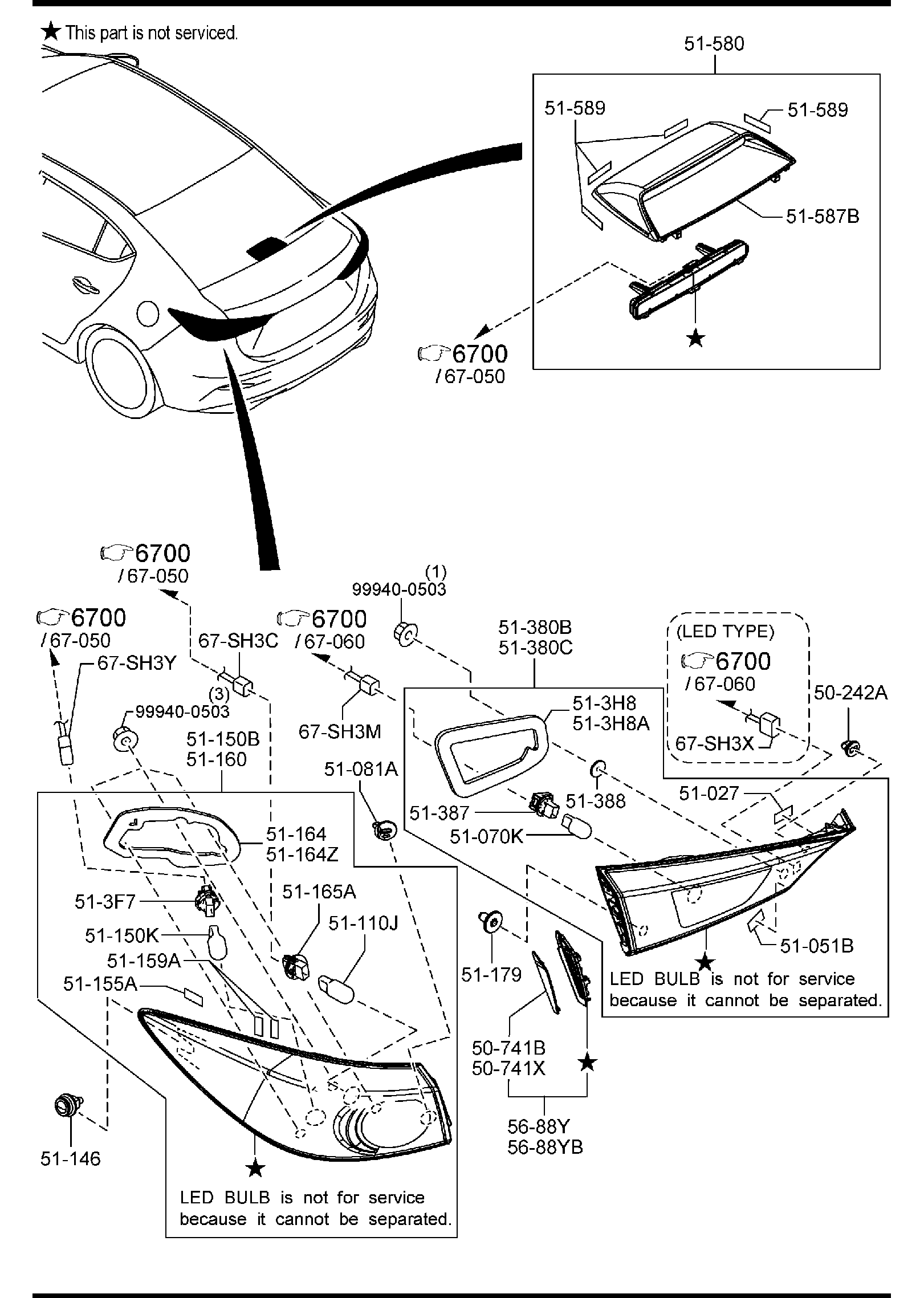 Diagram REAR COMBINATION LAMPS (4-DOOR) for your 2018 Mazda MX-5 Miata 2.0L AT RF Club 