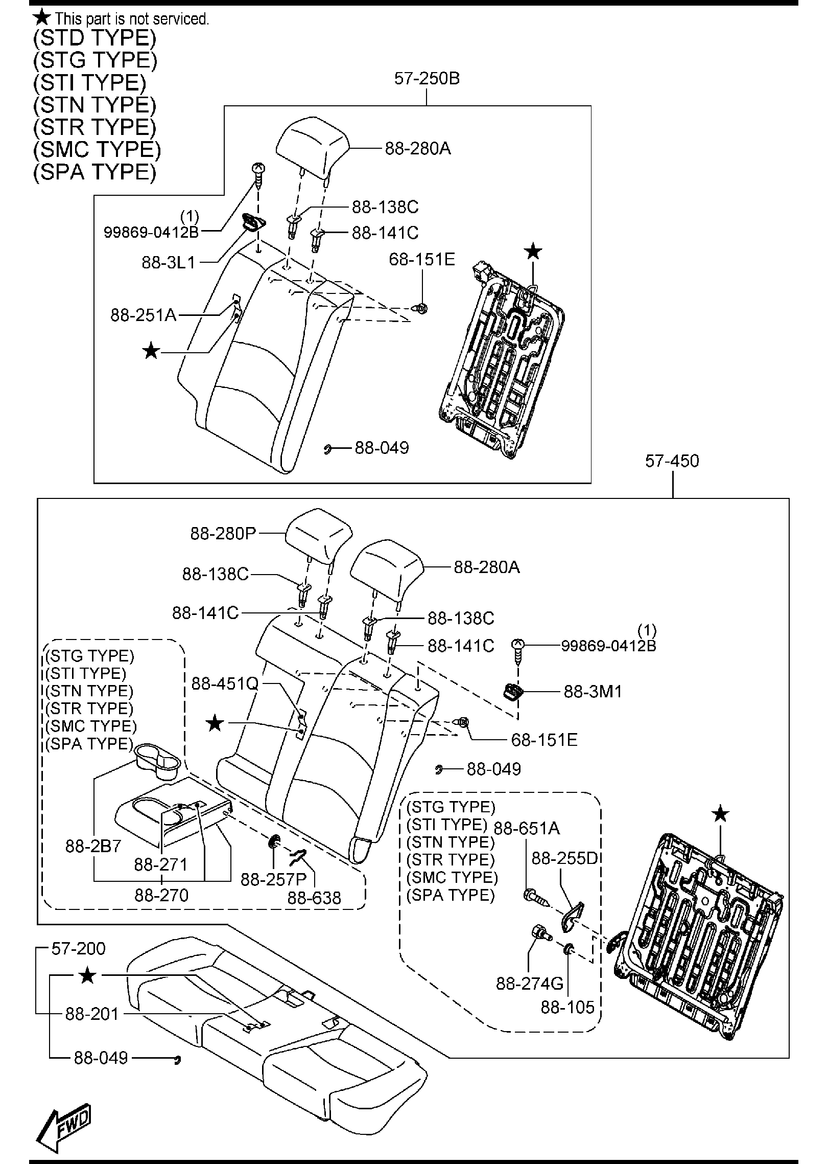Diagram REAR SEATS (4-DOOR) for your 2018 Mazda CX-3  Sport 