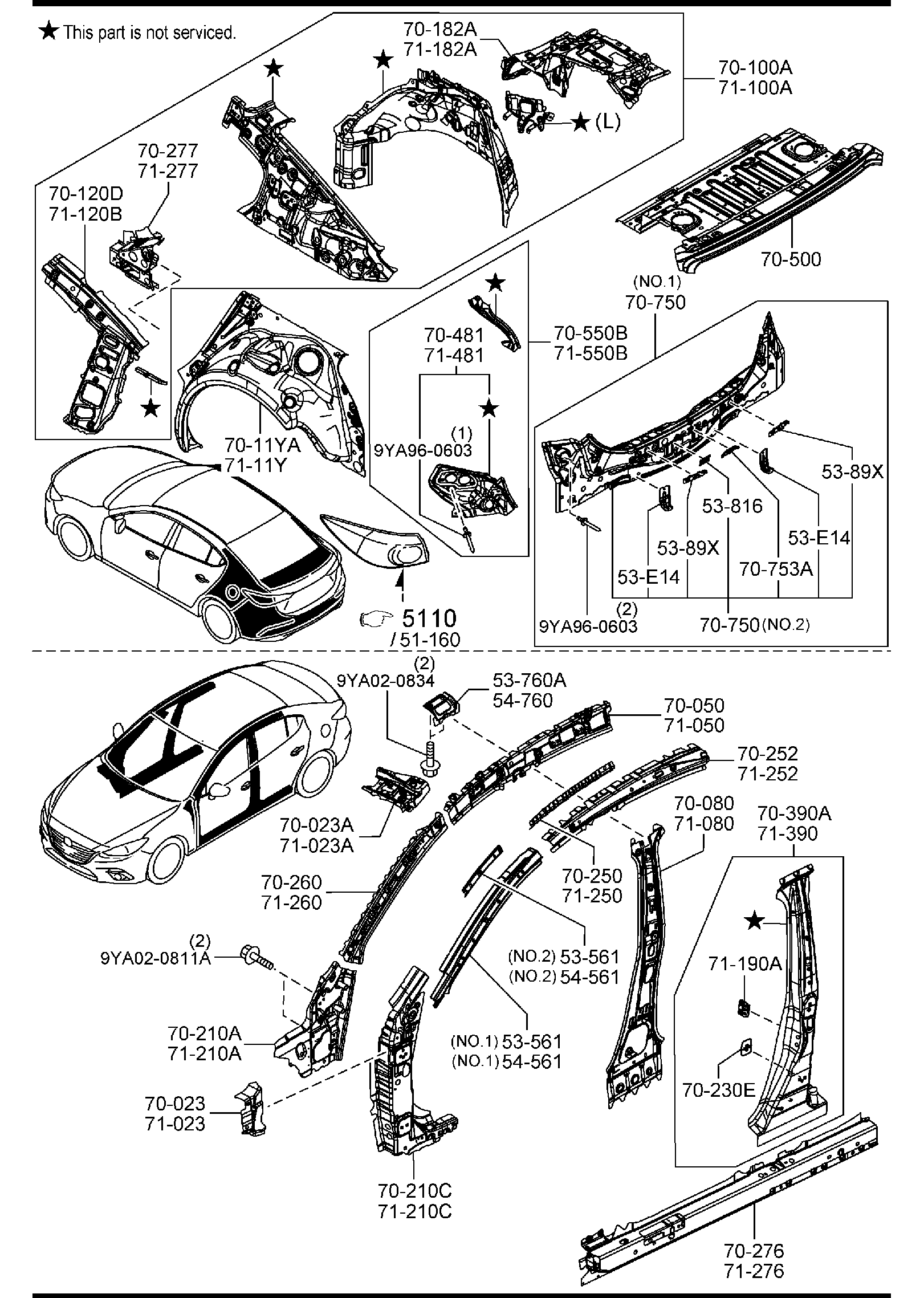 Diagram SIDE PANELS (4-DOOR) for your Mazda