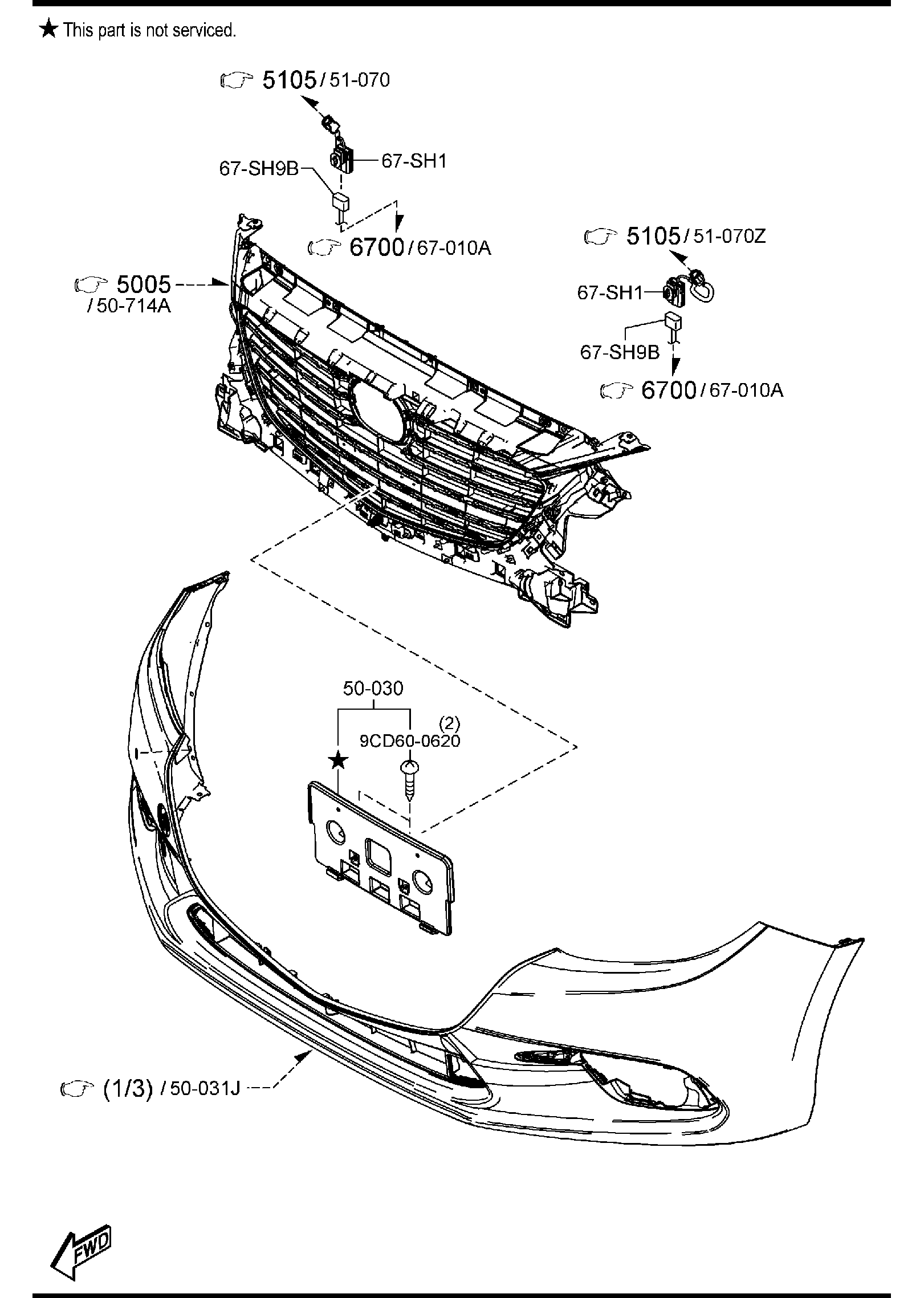 Diagram FRONT BUMPER for your Mazda