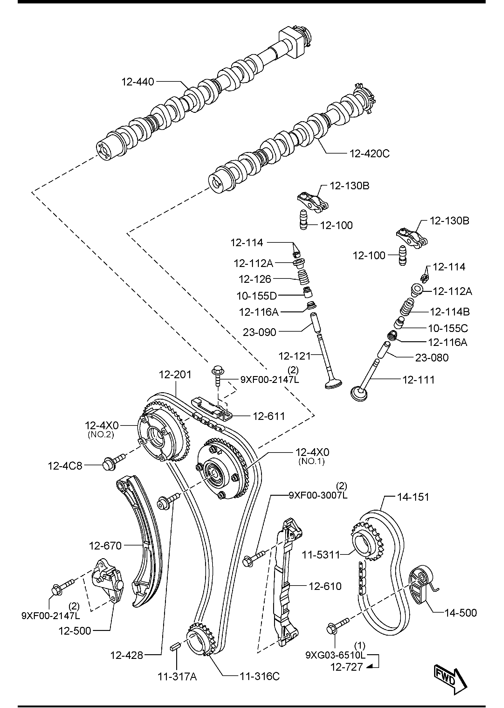 Diagram VALVE SYSTEM (2000CC) for your 2010 Mazda Tribute   