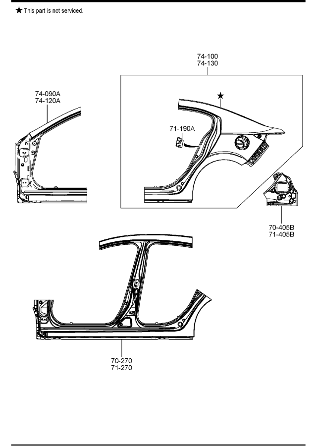 Diagram SIDE PANELS (4-DOOR) for your Mazda